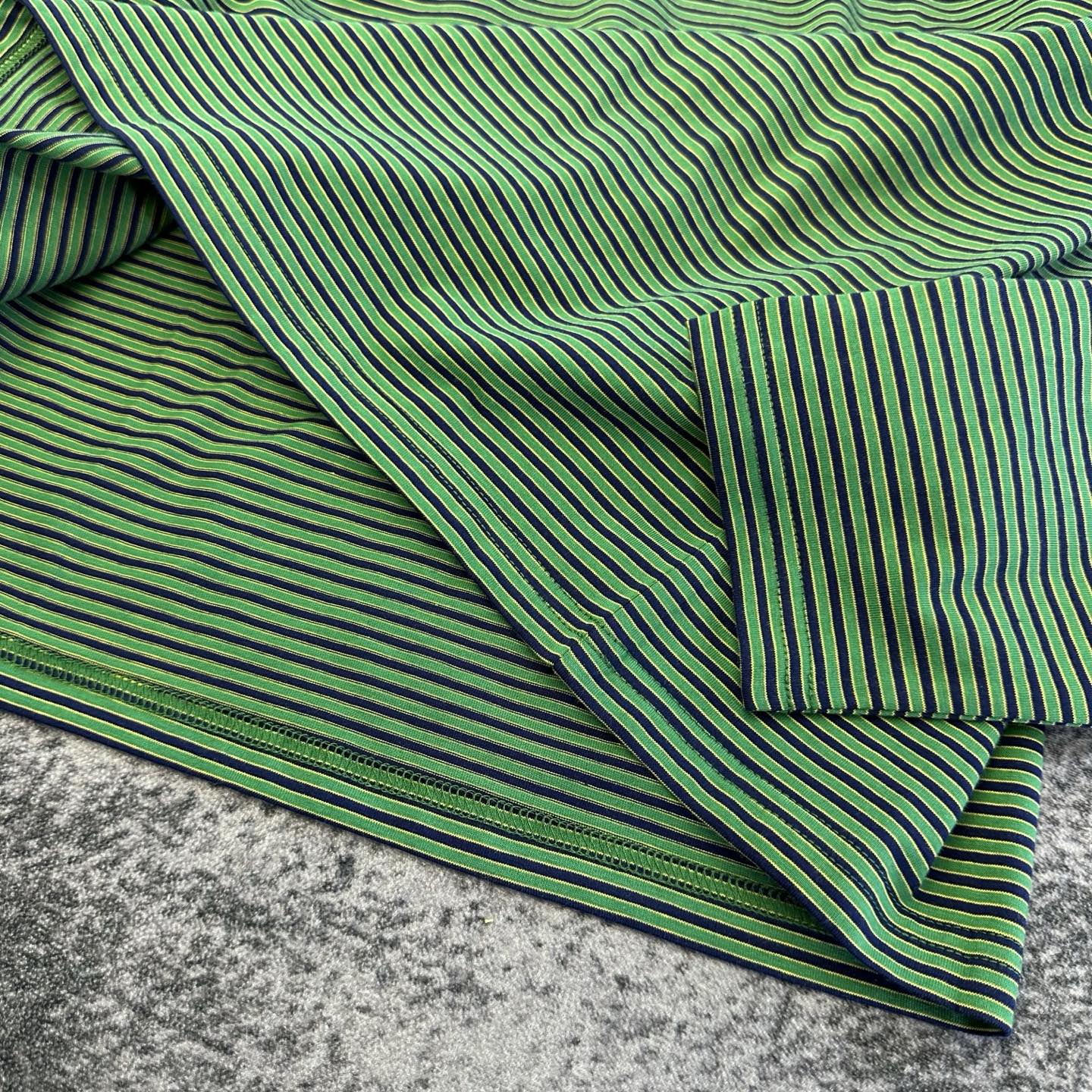 Miumiu 2026 Striped Long-sleeved Shirt Green Mix Blue Cotton 420187
