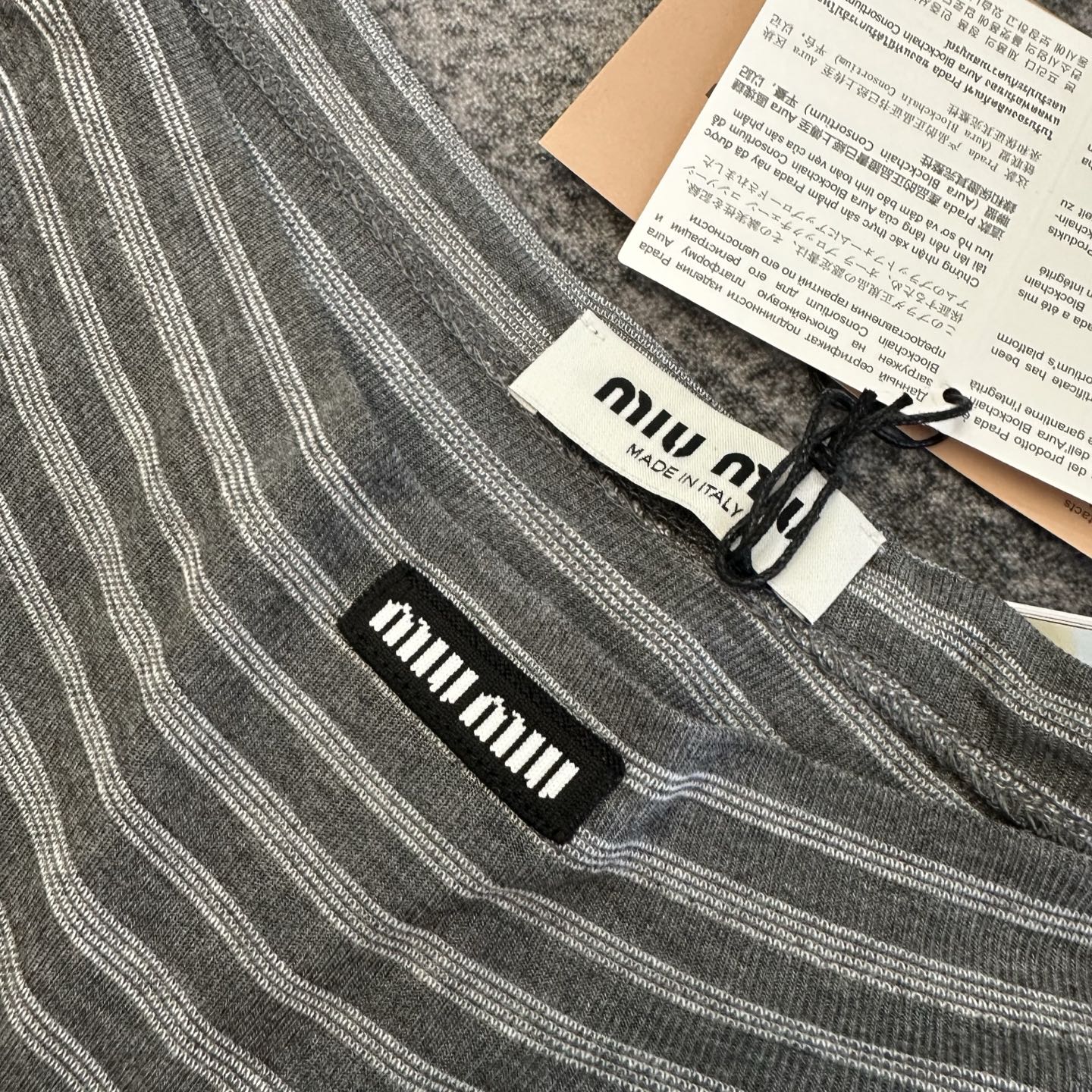 Miumiu 2026 Striped Dress Gray Cotton 420106