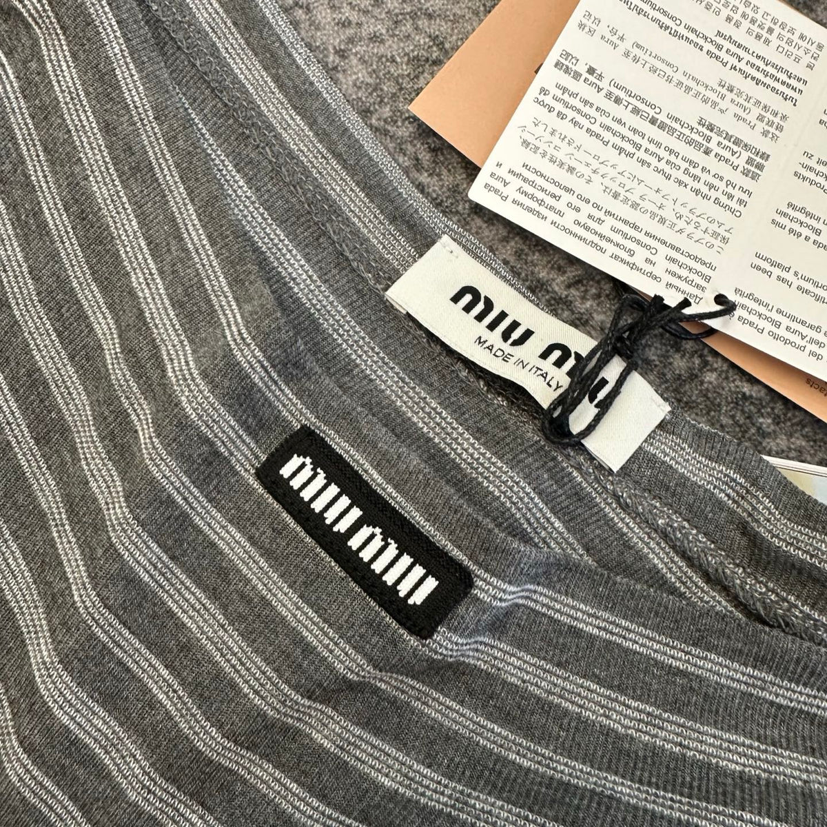 Miumiu 2026 Striped Dress Gray Cotton 420106