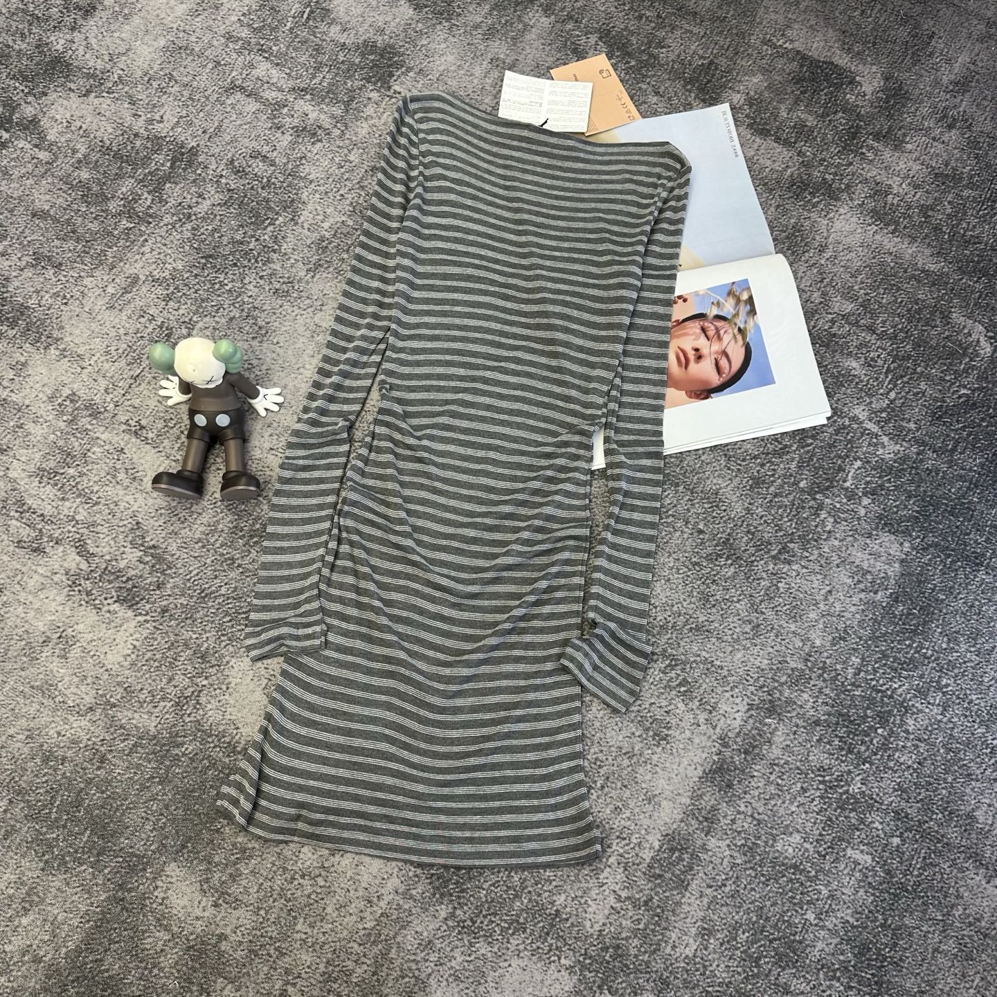Miumiu 2026 Striped Dress Gray Cotton 420106