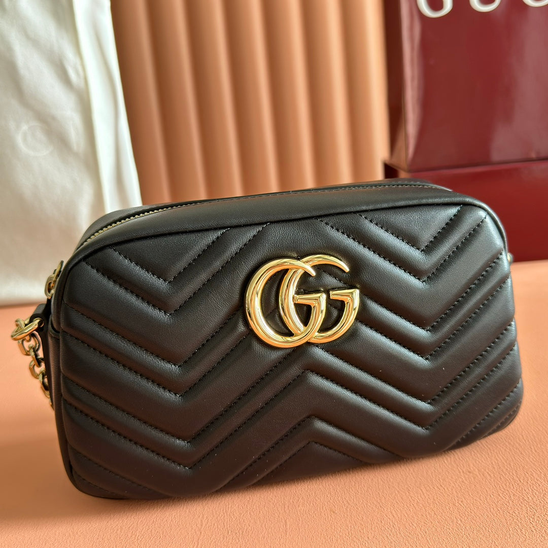 GG 2025 Mamont Bag 24cm Black Gold Lambskin 273724