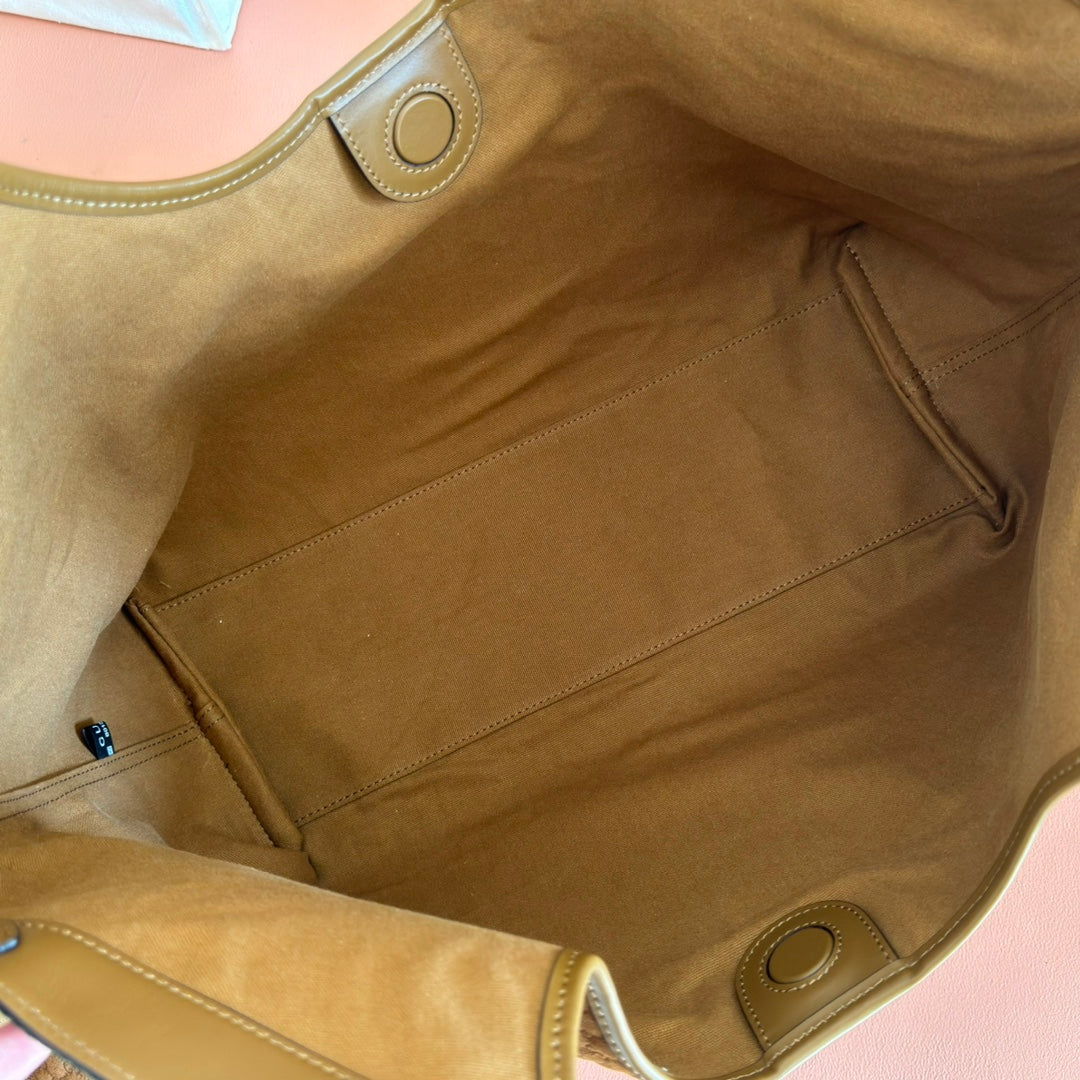 GG 2025 Giglio Large Tote Bag 60cm Brown Red Suede Canvas 273277