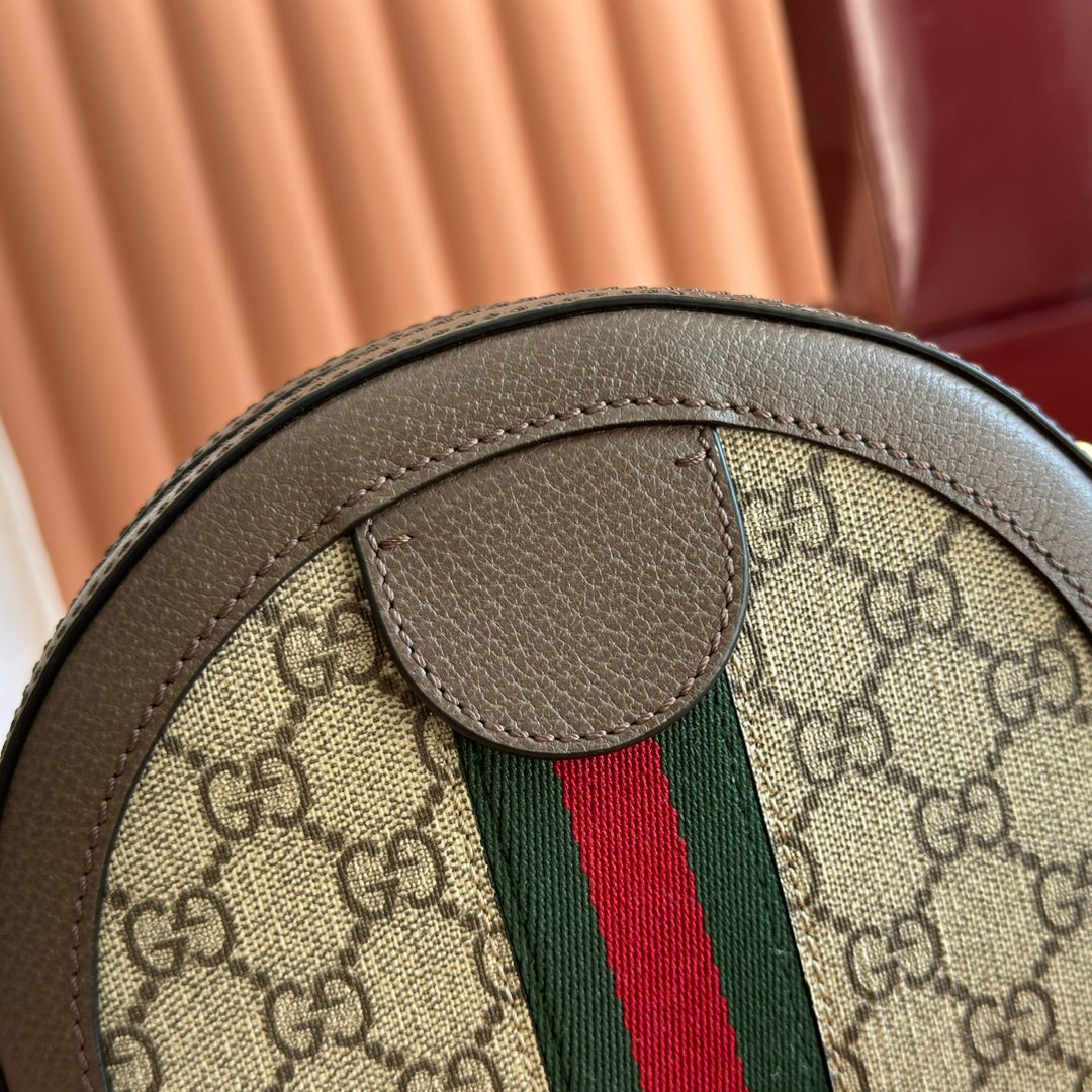 GG 2025 Round Bag Ebony mix Colors Canvas Leather 273587