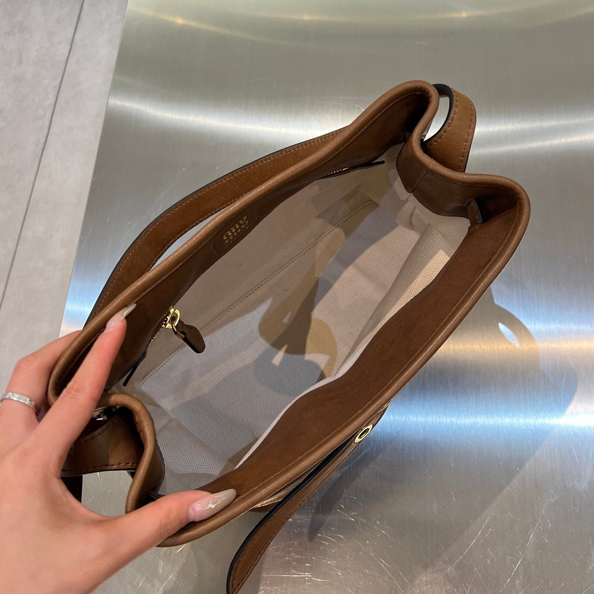 MiuMiu 2026 Aventure Bucket Bag 30cm Brown Leather