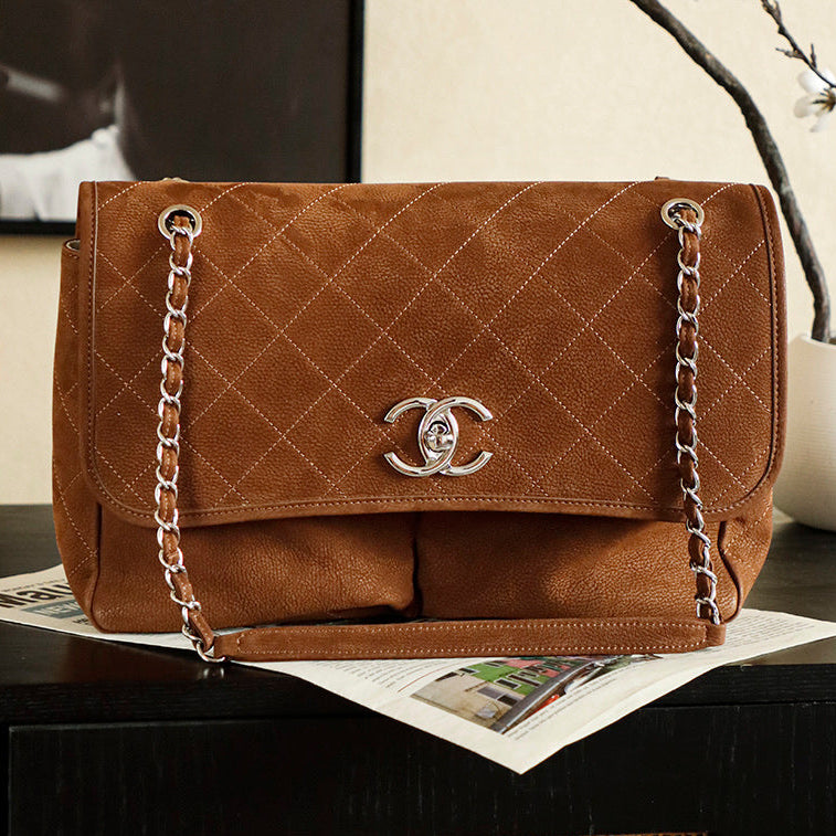 Chanel 25 Classic Single Flap Bag 35cm Brown Leather 323479