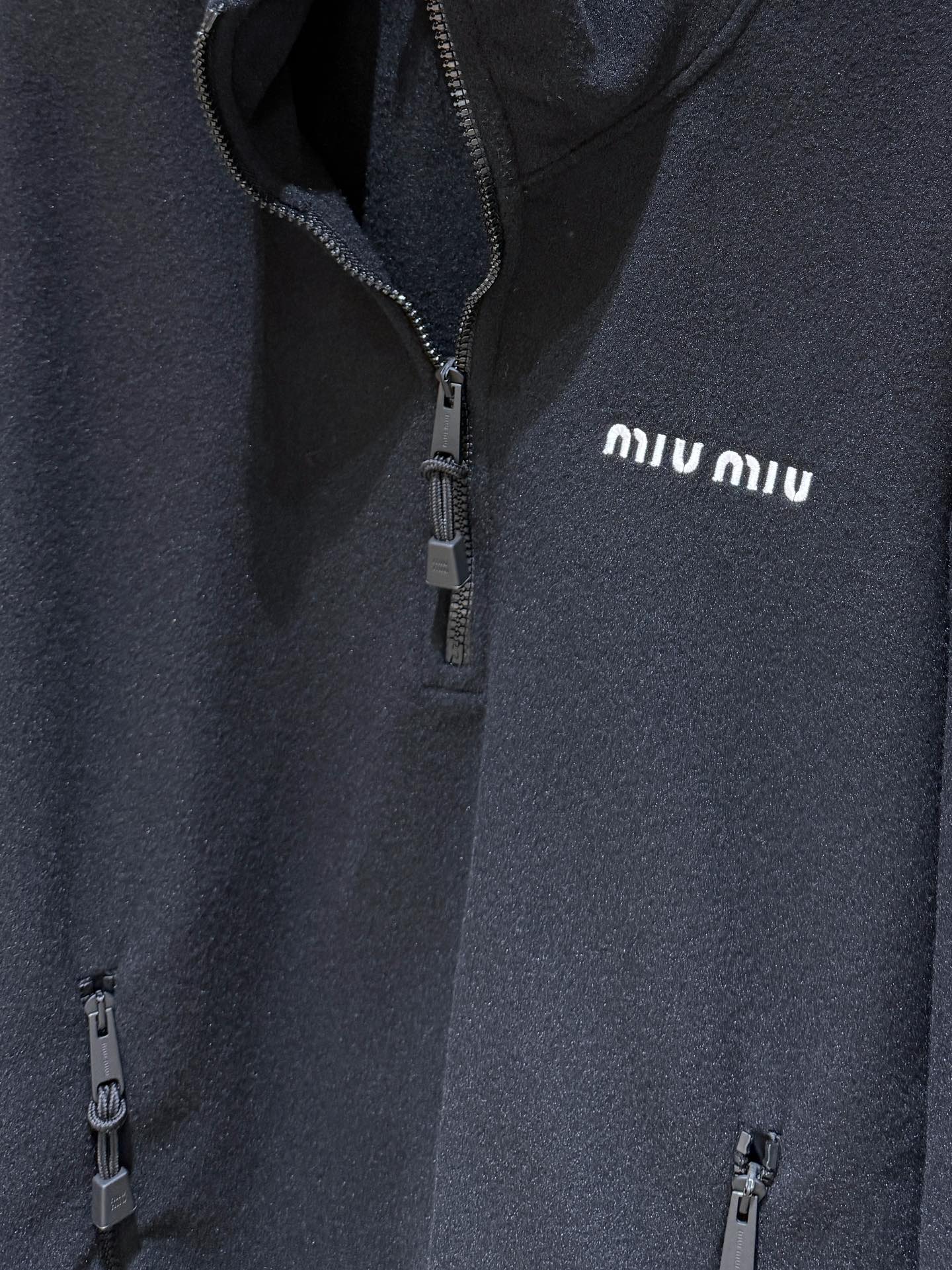 Miu Miu Half-pullover Sweatshirt Black Polyester