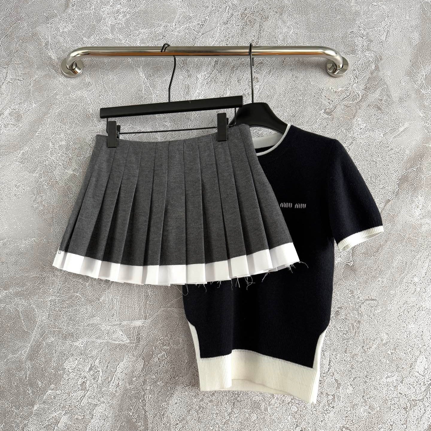 Miu Miu Set Black Gray White Polin Cotton