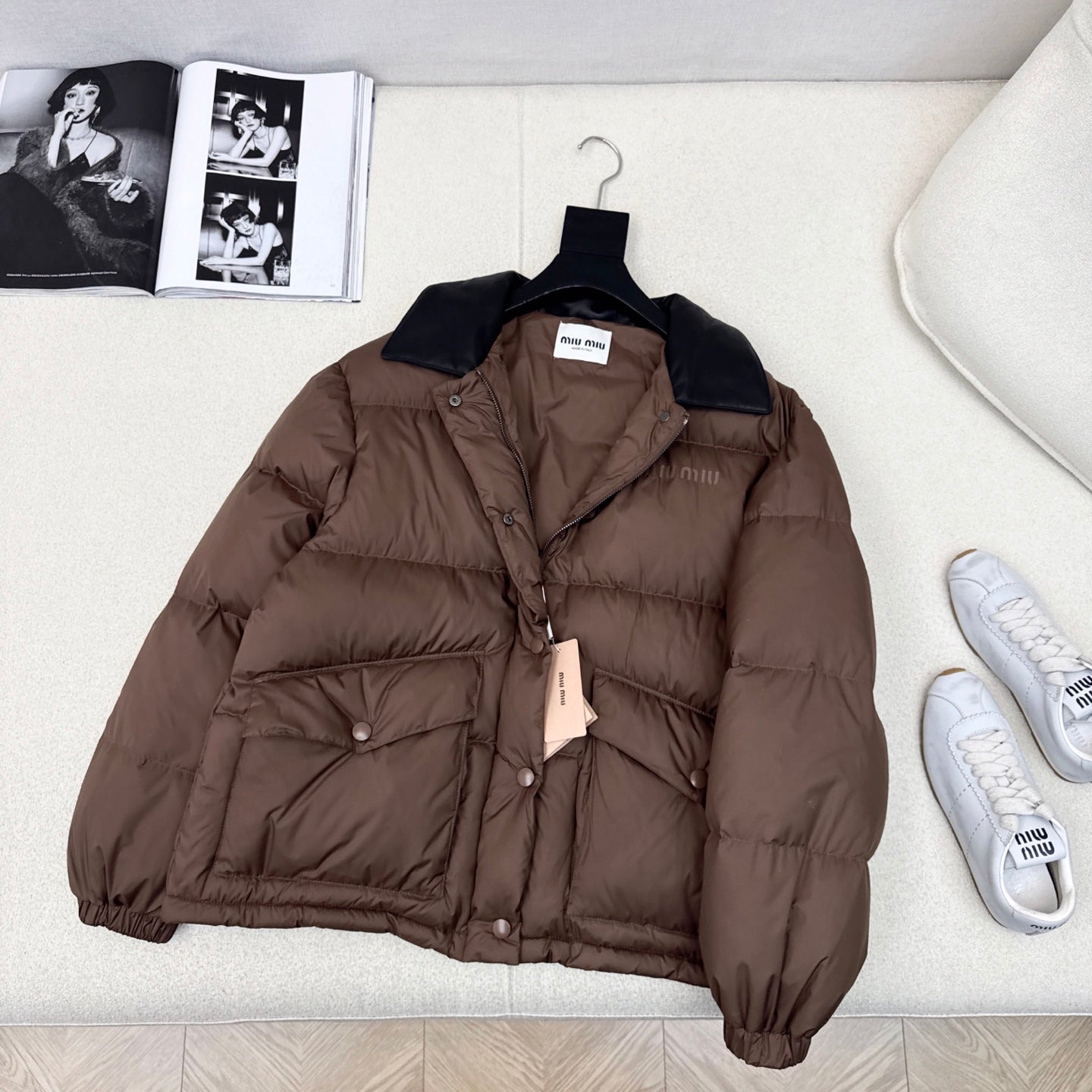 Miu Miu 25 Down Jacket Brown Polyester 298293