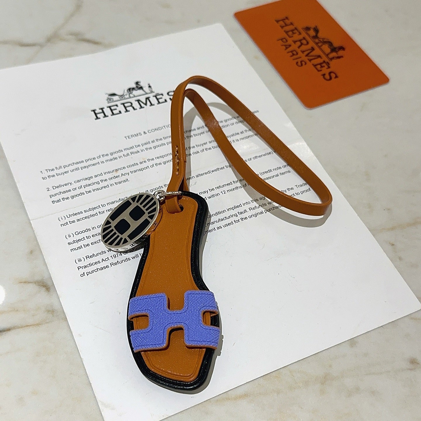 HM Oran Sandal Charm Brown Black mix Purple Lambskin