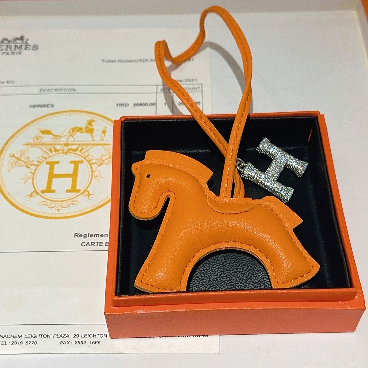 HM Rodeo Horse Bag Charm In Orange Leather
