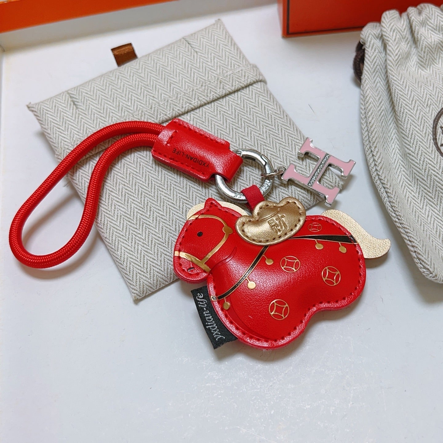 HM Red Horse Charm With An H-shaped Keyring
