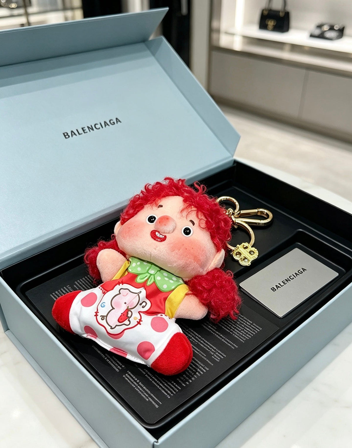 Balenciaga Cute Red-haired Curly Doll Charm