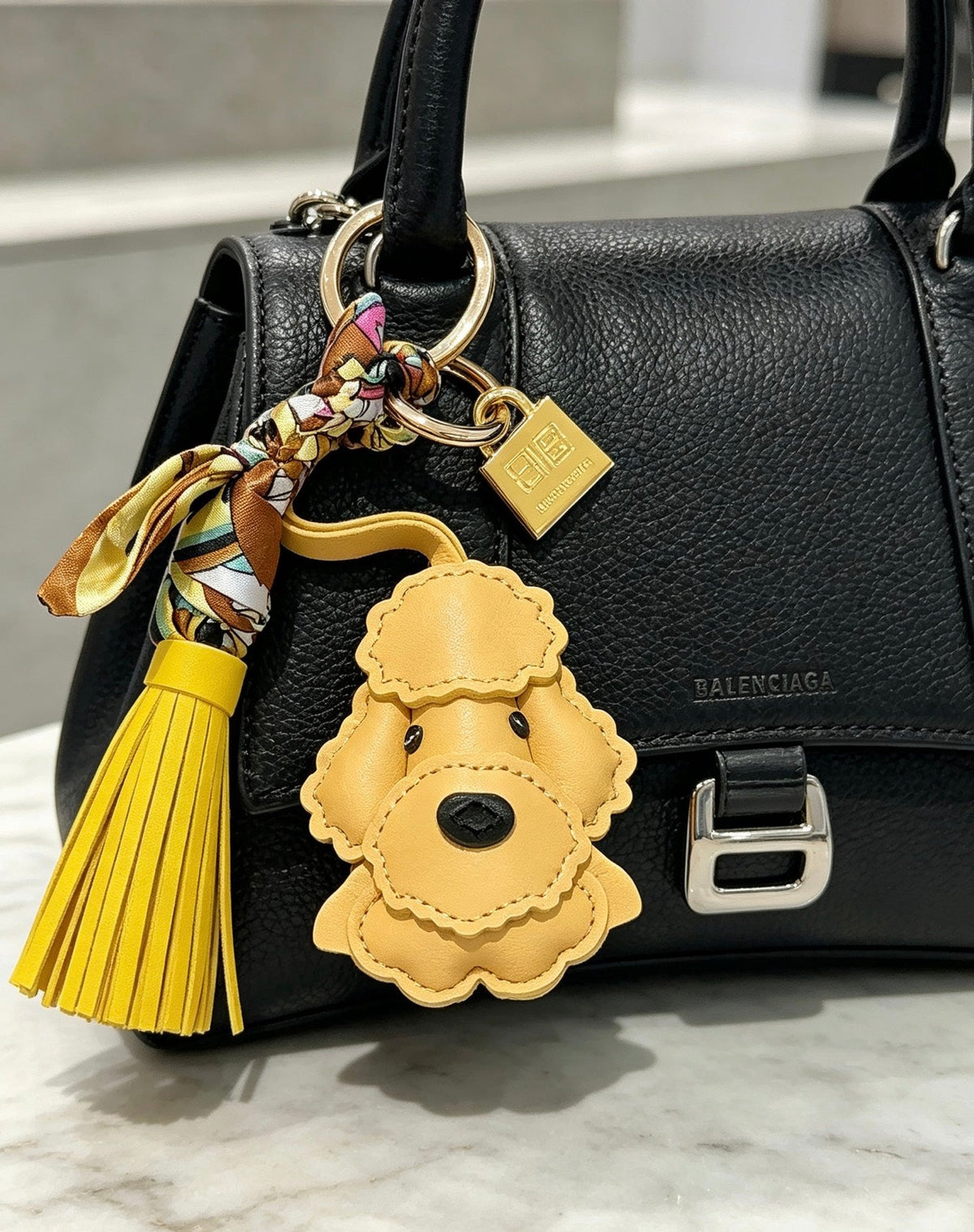 Balenciaga Yellow Leather Poodle-shaped Charm