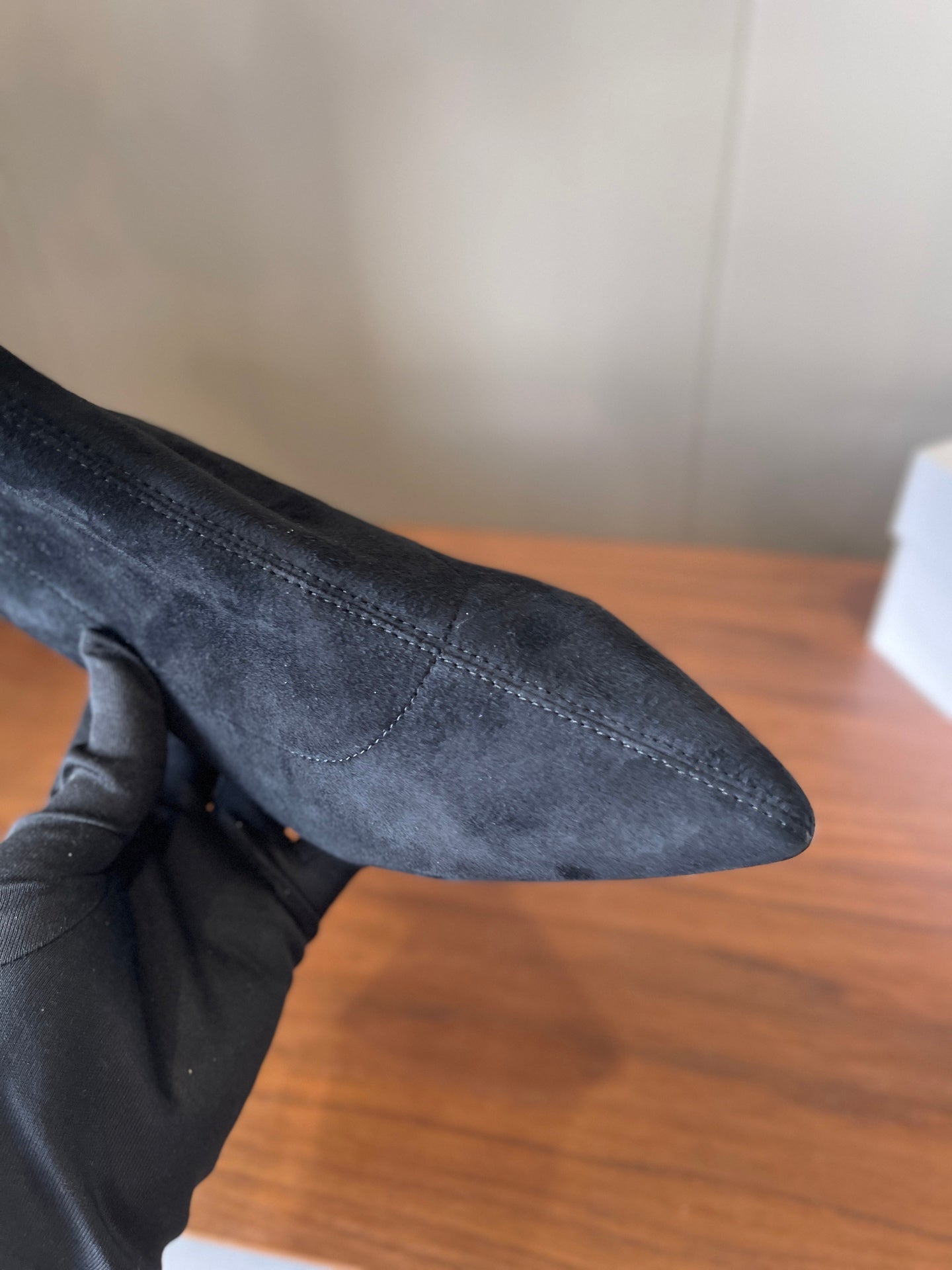 The Row 2025 Heel Ankle Boot Black Suede 561609