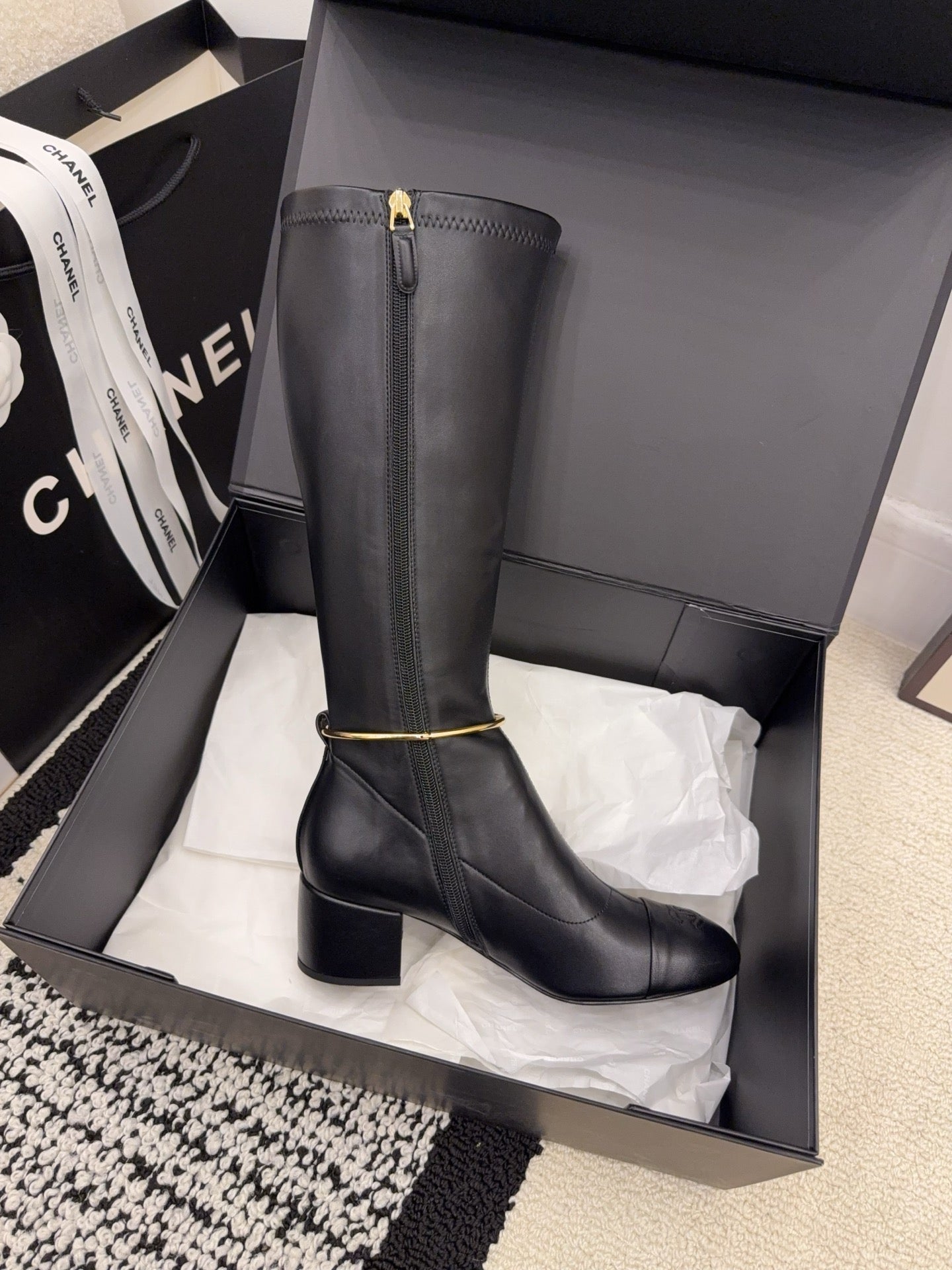 CC 26 Boot With Gold-tone Ankle Chain Black Lambskin 588822