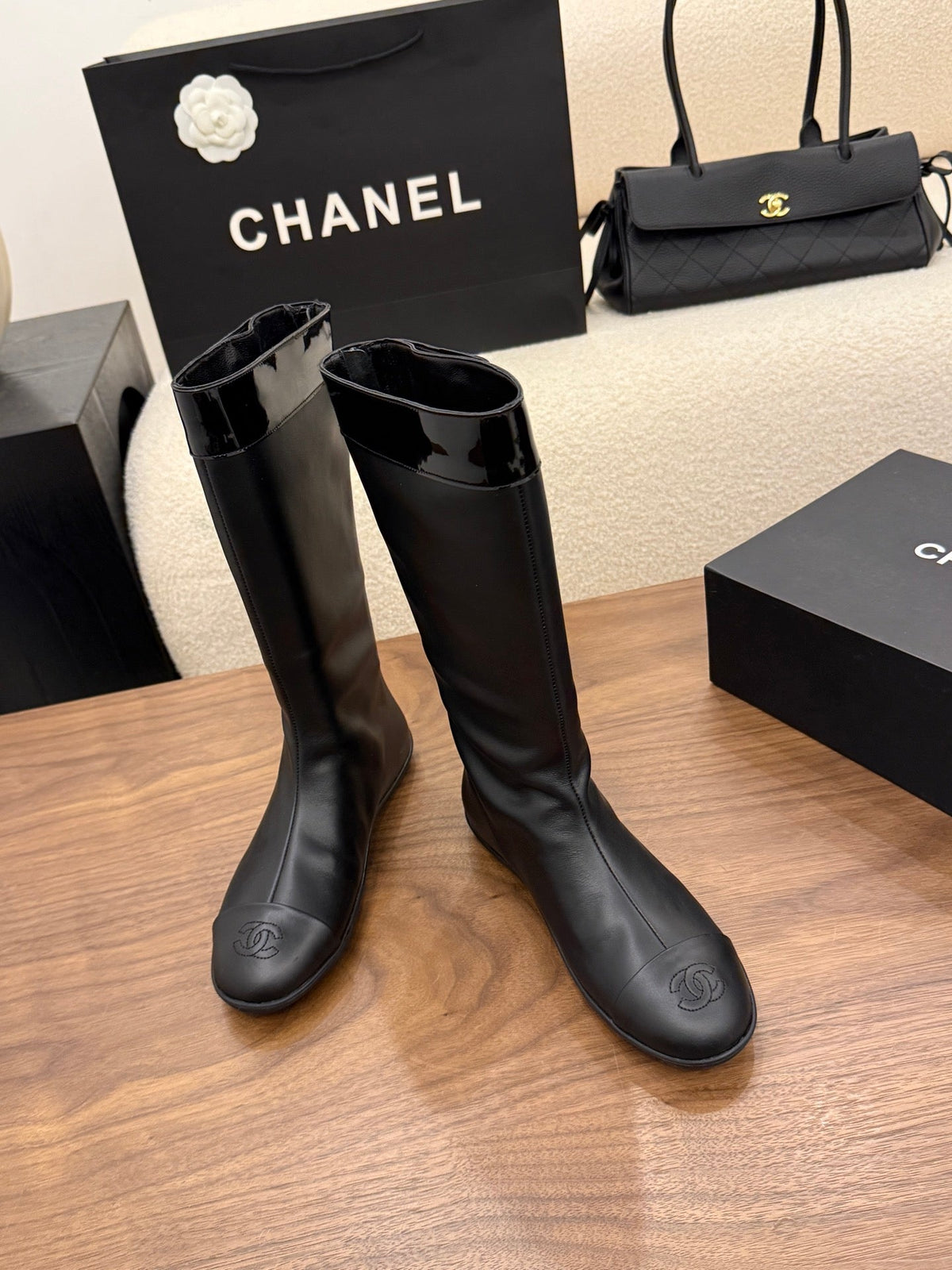 Chanel 2026 Calf-High Boots Cowhide 122656