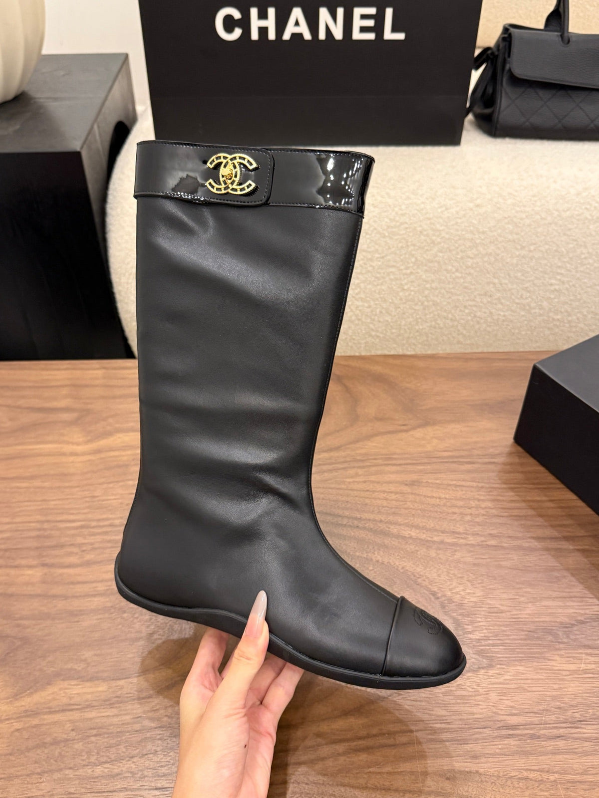 Chanel 2026 Calf-High Boots Cowhide 122656