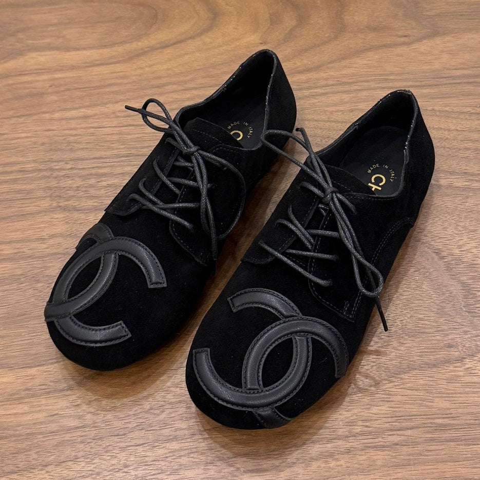 Chanel 2026 Cambon Lace Up Loafers Suede Leather 173172