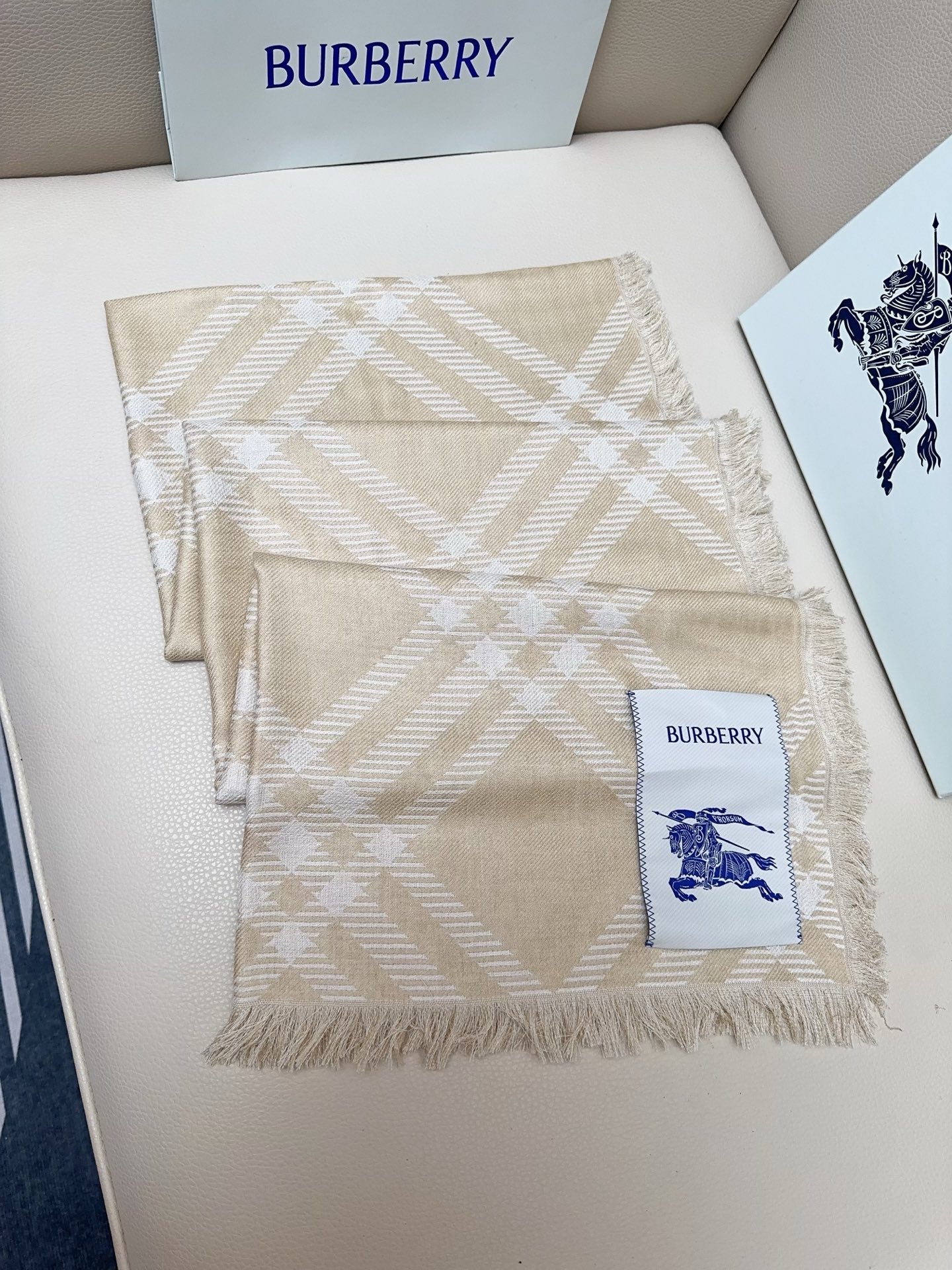 BBR Double-Sided Scarf 190CM Light Beige Cashmere 293317