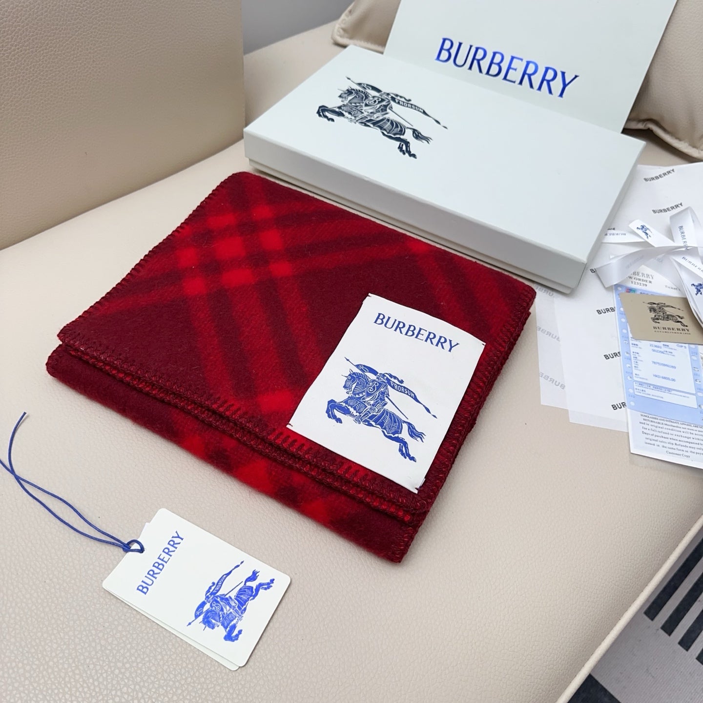 BBR Double-Sided Scarf 182CM Red Cashmere 293323