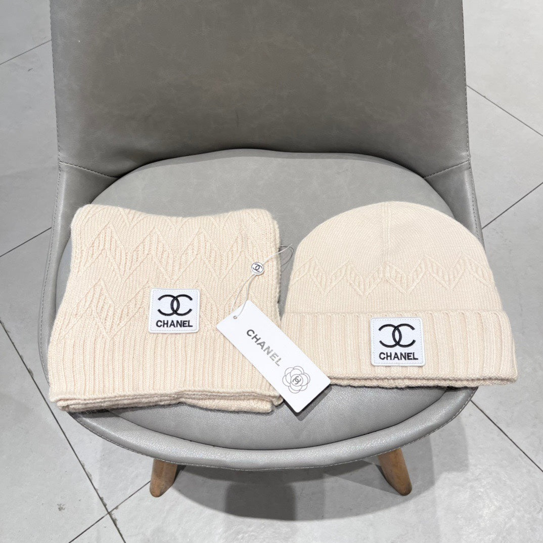 SET BEANIE HAT AND SCARF BISQUE BEIGE 427884