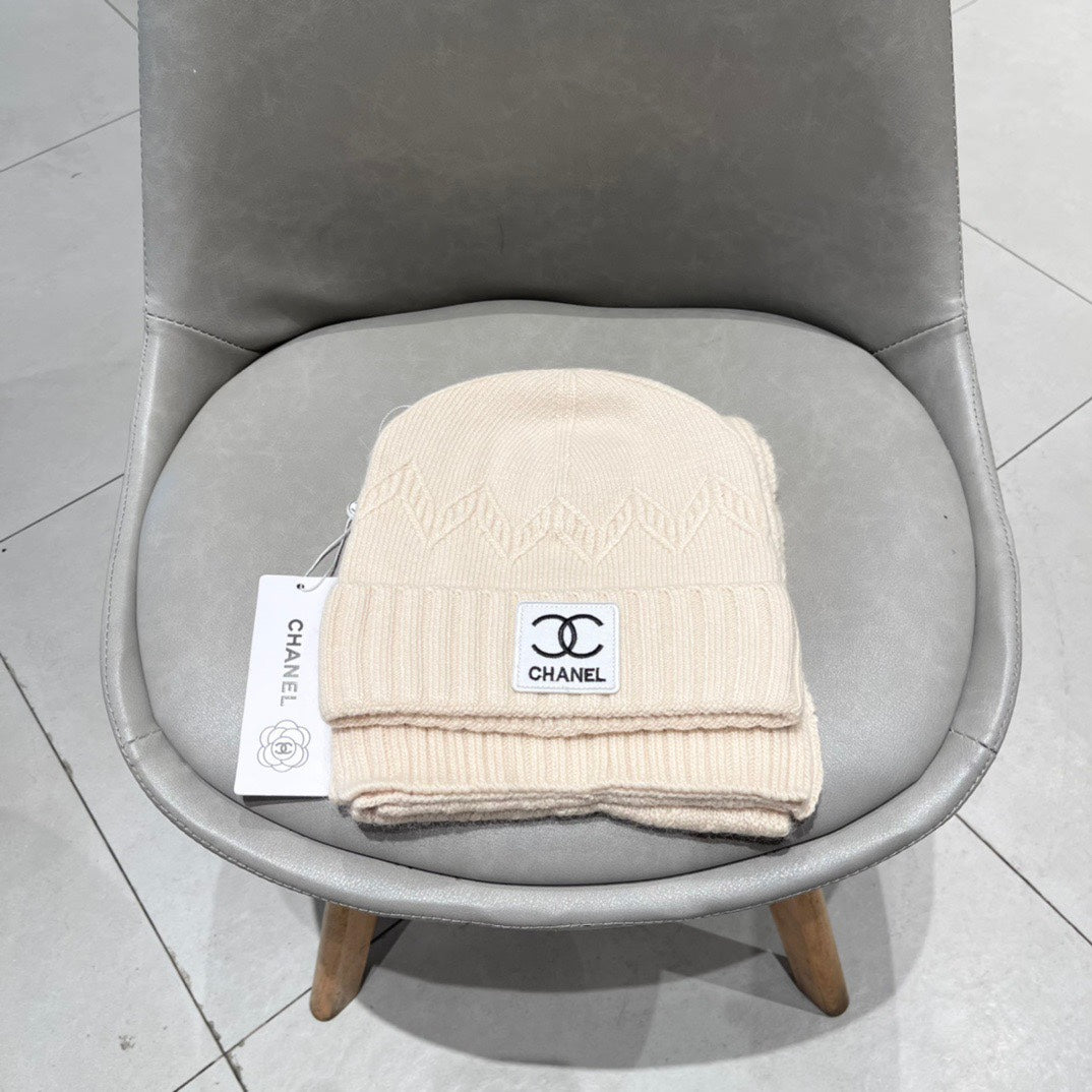 SET BEANIE HAT AND SCARF BISQUE BEIGE 427884