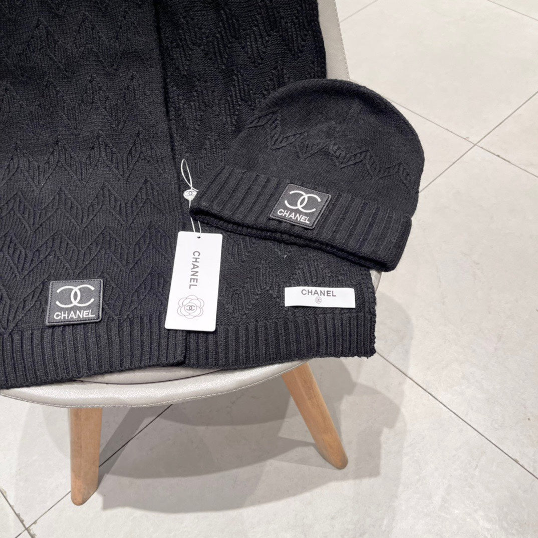SET BEANIE HAT AND SCARF BLACK 427886