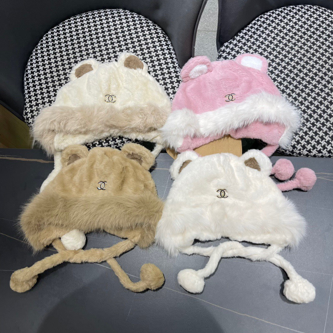 BEANIE HAT IN BABY PINK FLEECE AND WOOL 433164