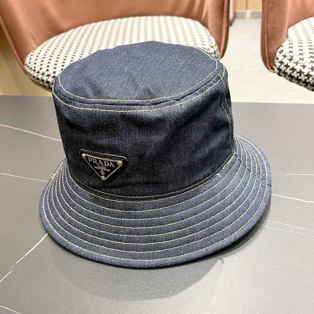 Prada Bucket Hat Blue Cotton 219148