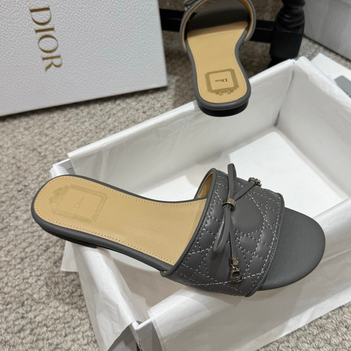 Dior 2026 Cannage Heeled Slide Sandal Sheepskin 932161