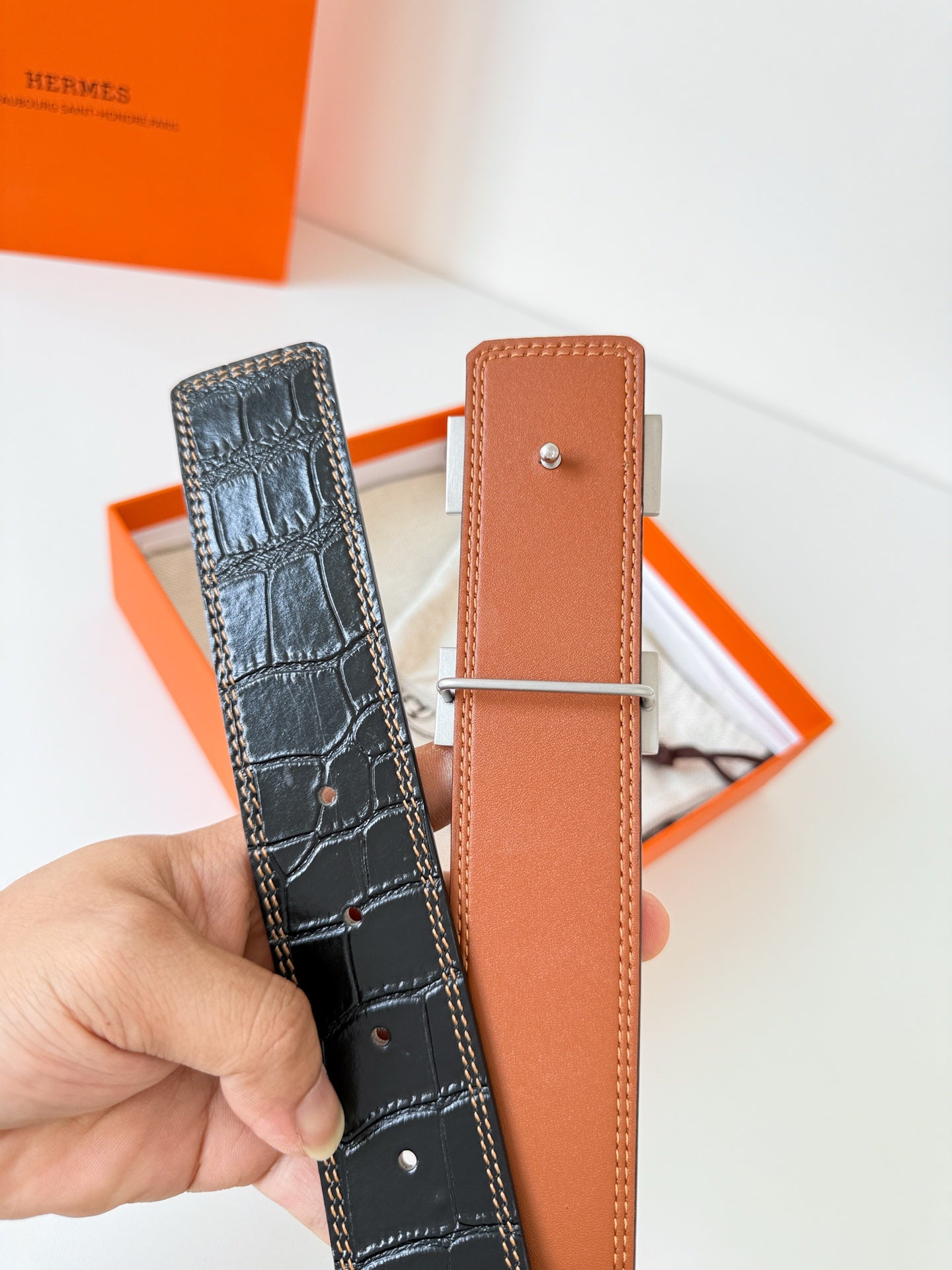 HM Constance Belt 38mm Black Brown Cowhide Gold Buckle 620048