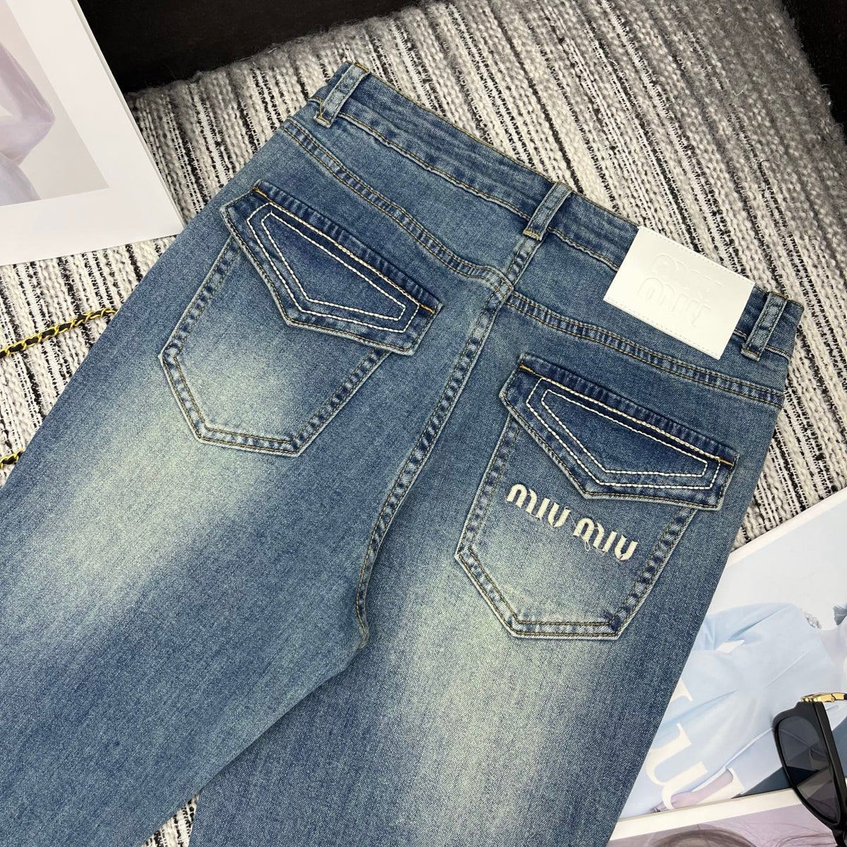 Miumiu 2026 Flared Jeans Blue Cotton 178941
