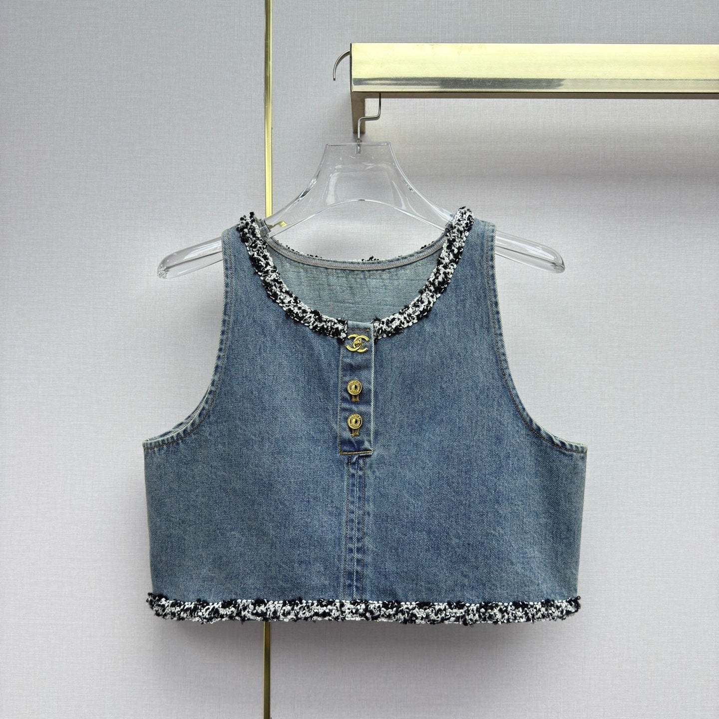 Chanel 2026 Denim Vest Light Blue Cotton 365075