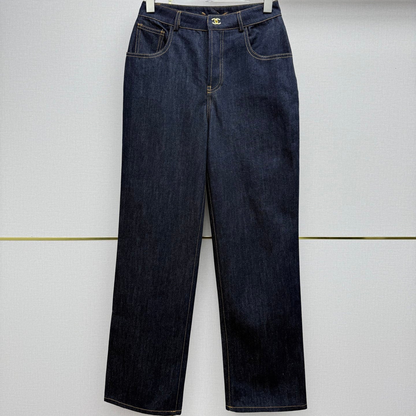 Chanel 2026 Straight Leg Jeans Navy Blue Cotton 365077