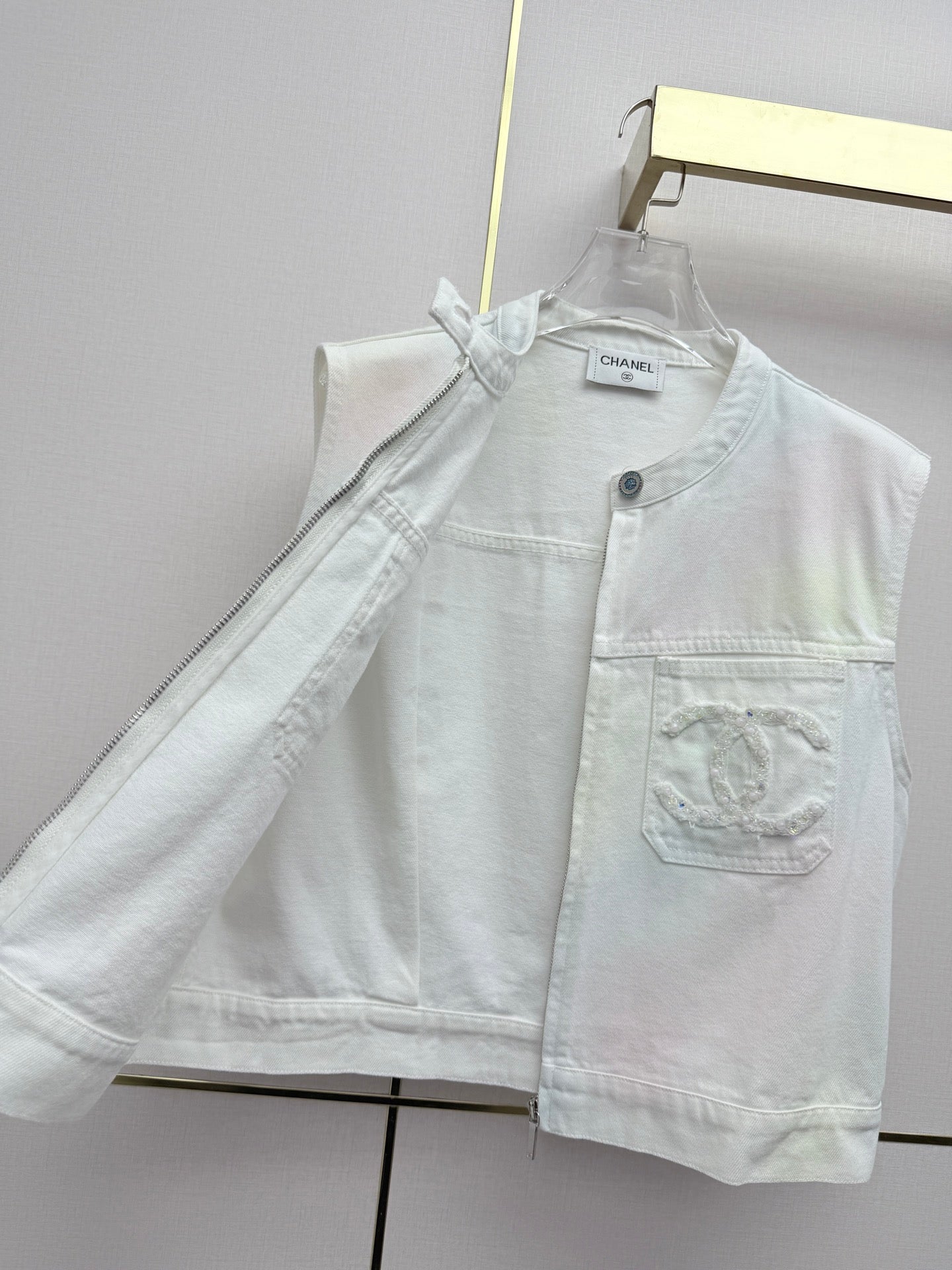 Chanel 2026 Denim Vest Jacket White Cotton 317920