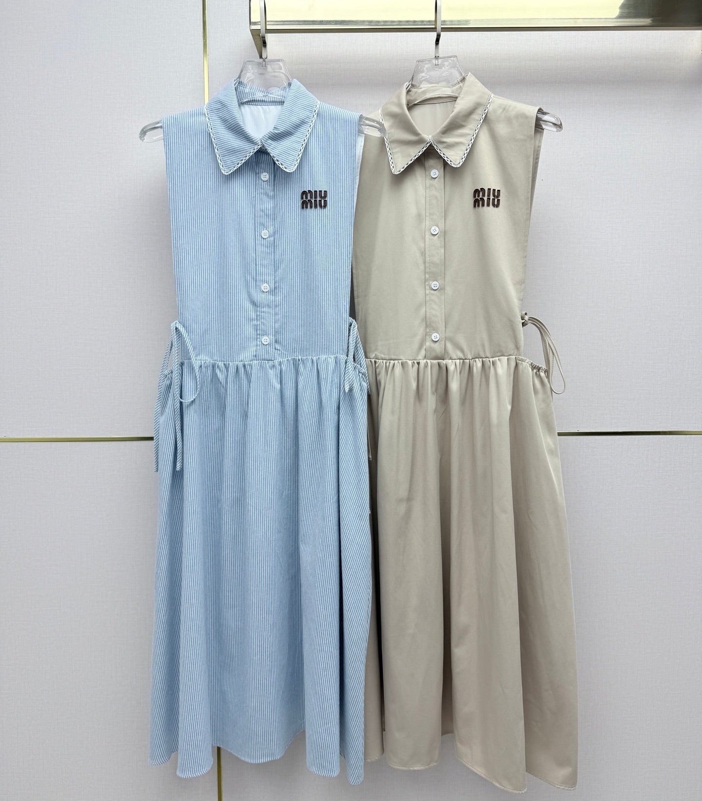 Miumiu 2026 Collarless Sleeveless Dress Cotton 396782