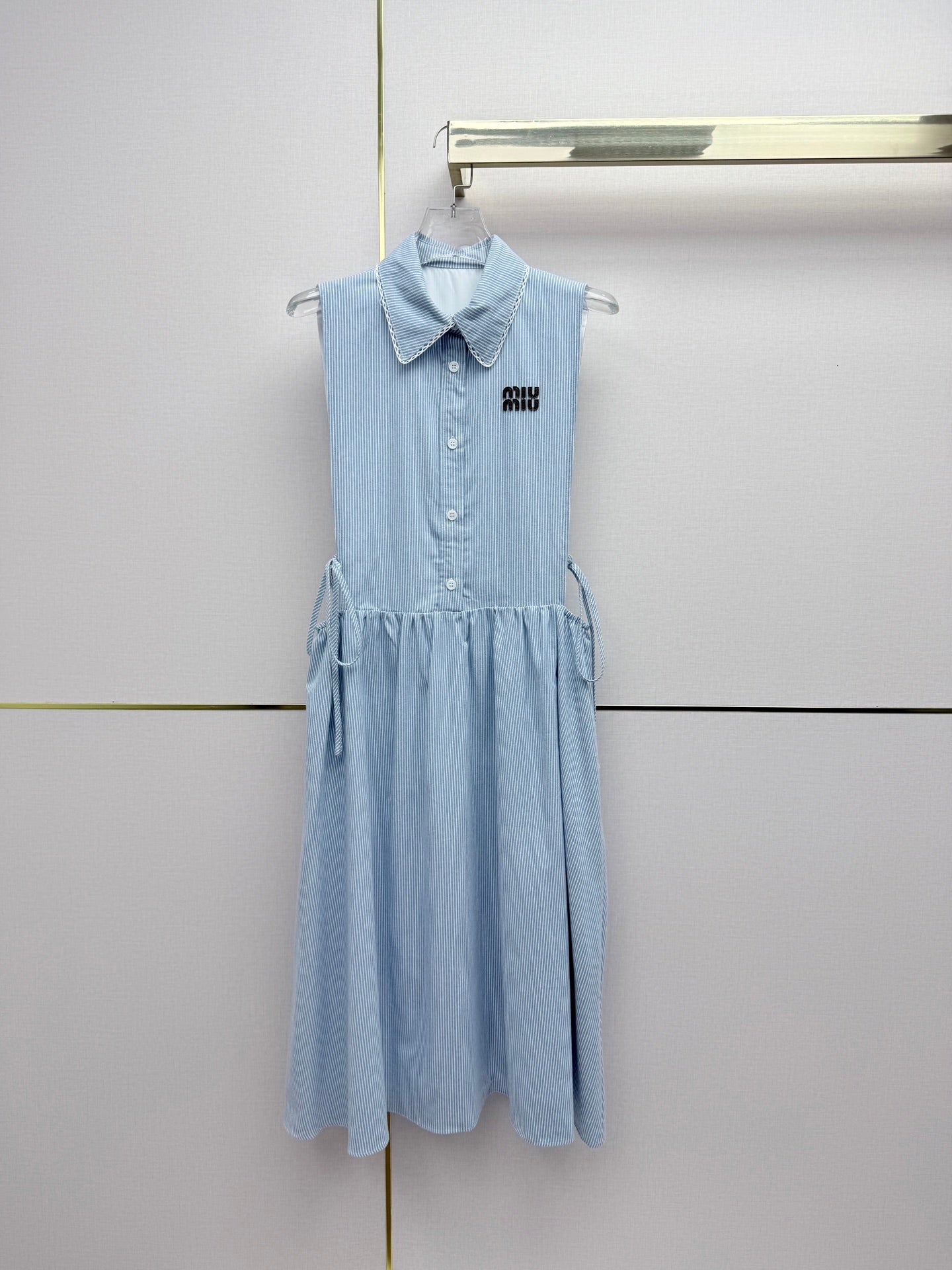 Miumiu 2026 Collarless Sleeveless Dress Cotton 396782
