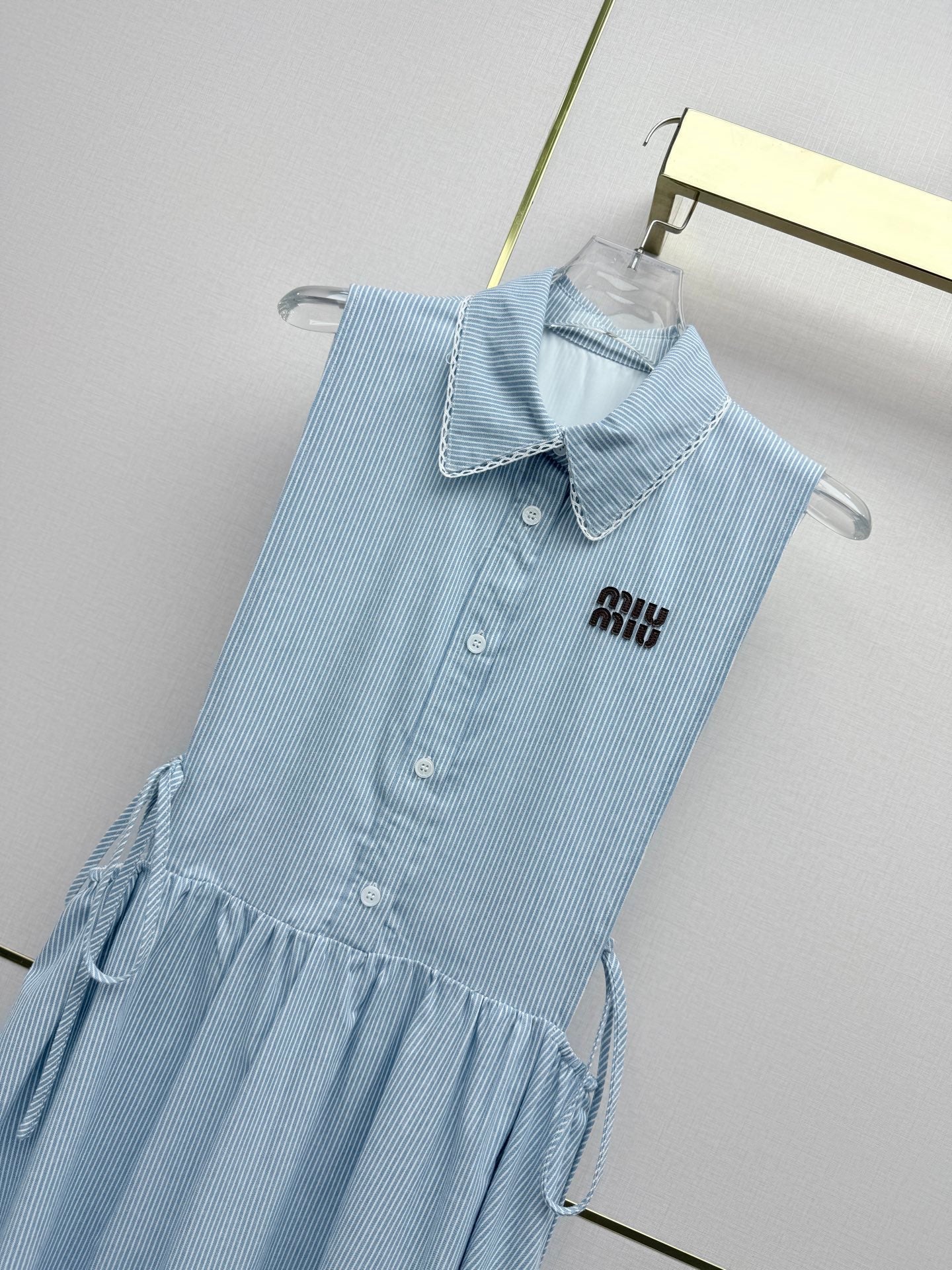 Miumiu 2026 Collarless Sleeveless Dress Cotton 396782