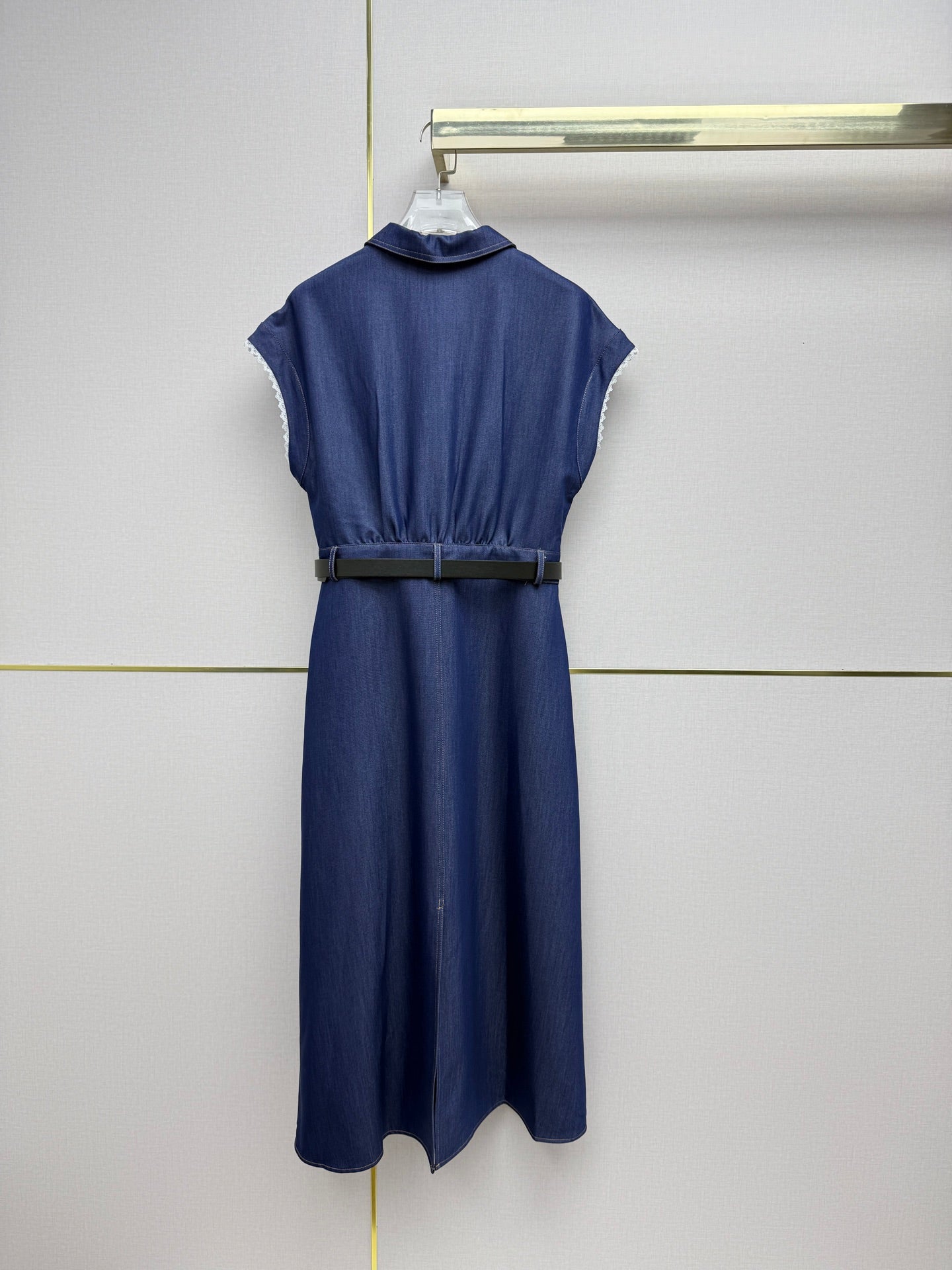 Miumiu 2026 Denim Short-Sleeve Collared Dress Cotton 225006