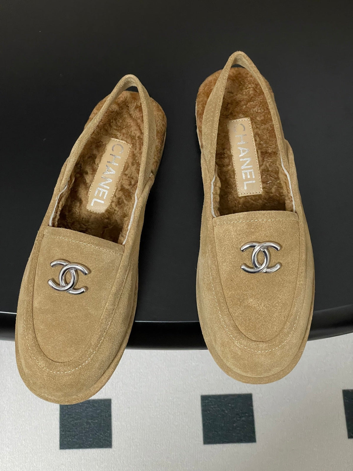 CC 25A Slingback Loafer Beige Sherpa Suede