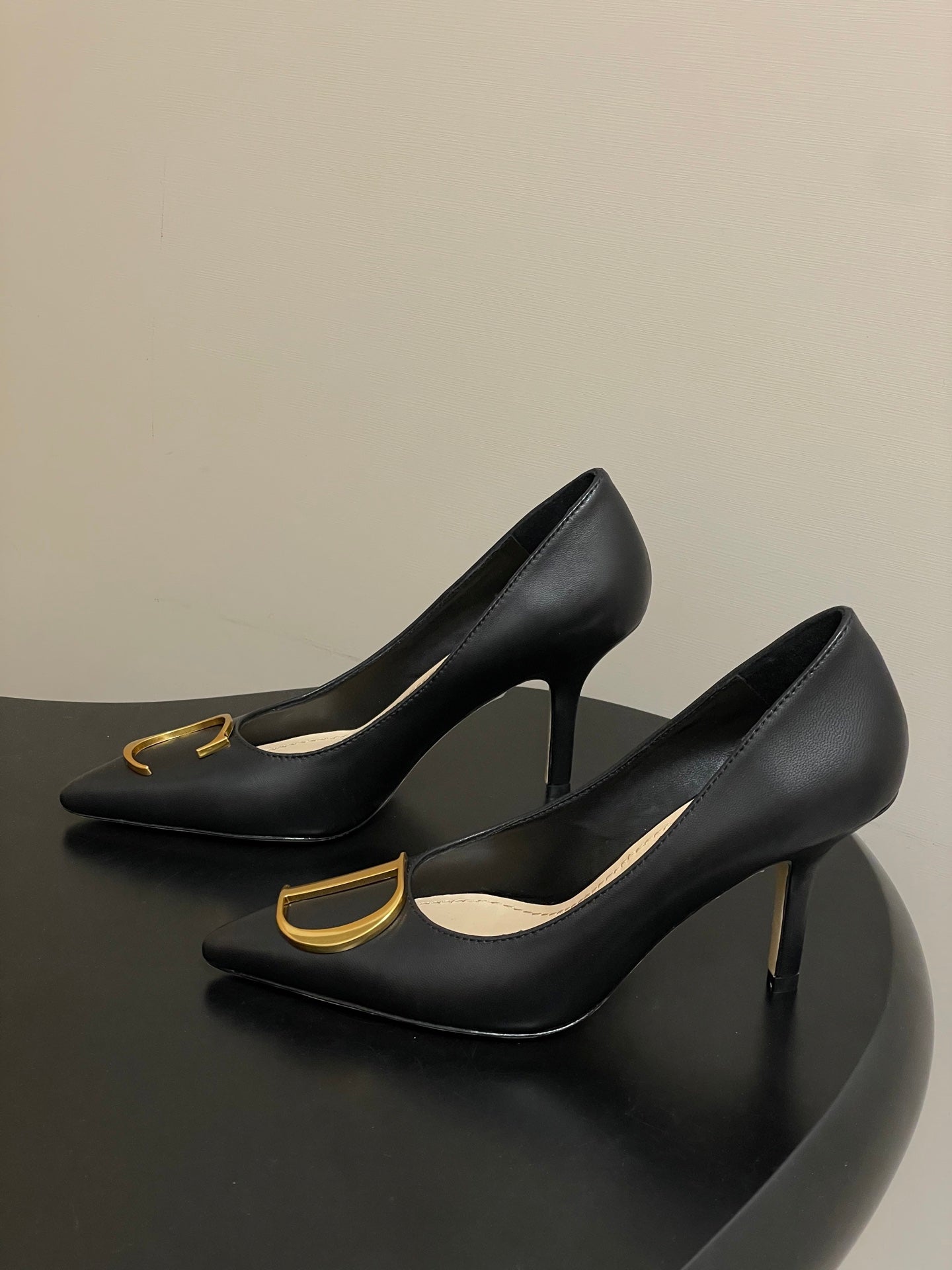 CD 26 High-Heeled 85 Pumps Black Cowhide 593593