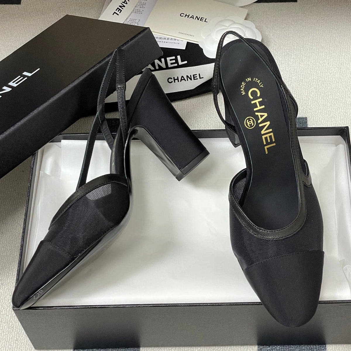 CC 26s Slingback 95mm Mesh Fabric Sheepskin