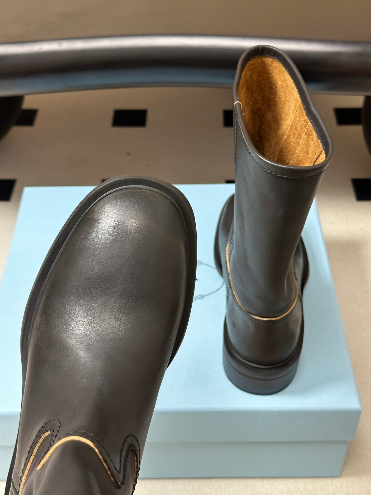 Prada 2026 Vintage-Effect Boots 40mm Calfskin 151275