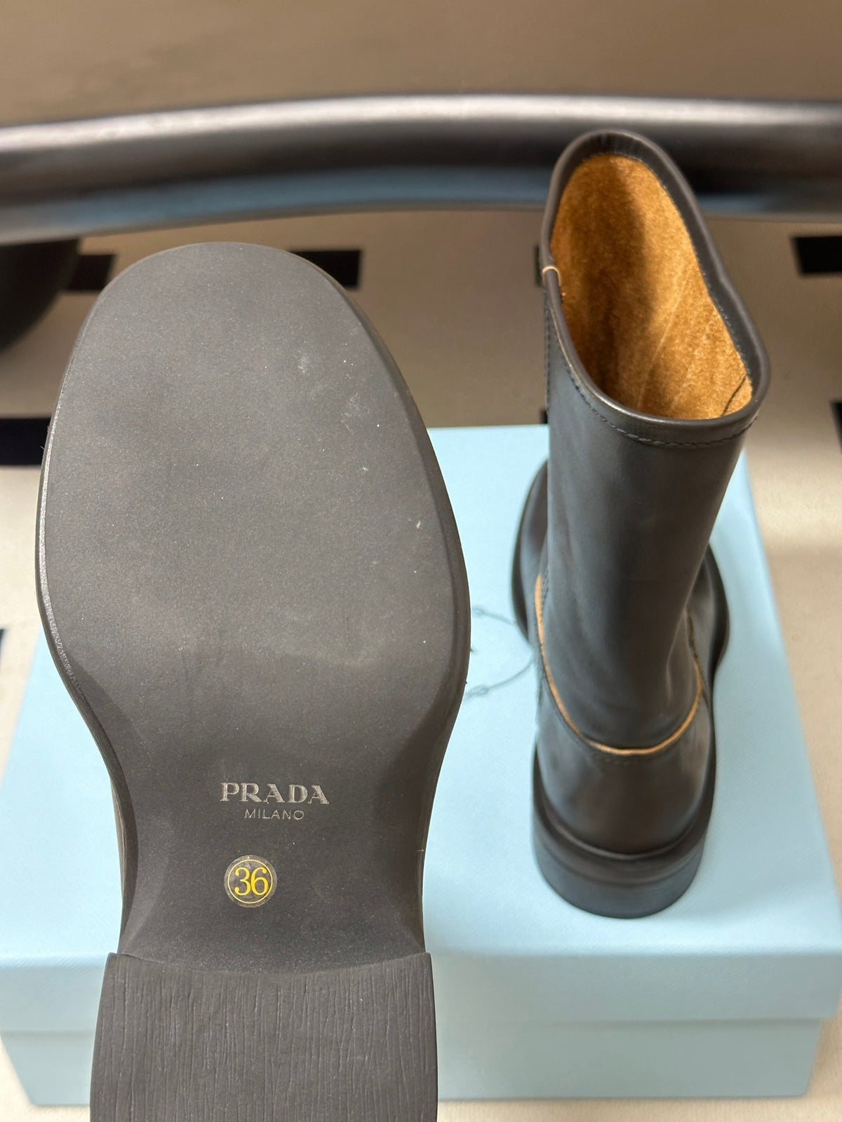 Prada 2026 Vintage-Effect Boots 40mm Calfskin 151275