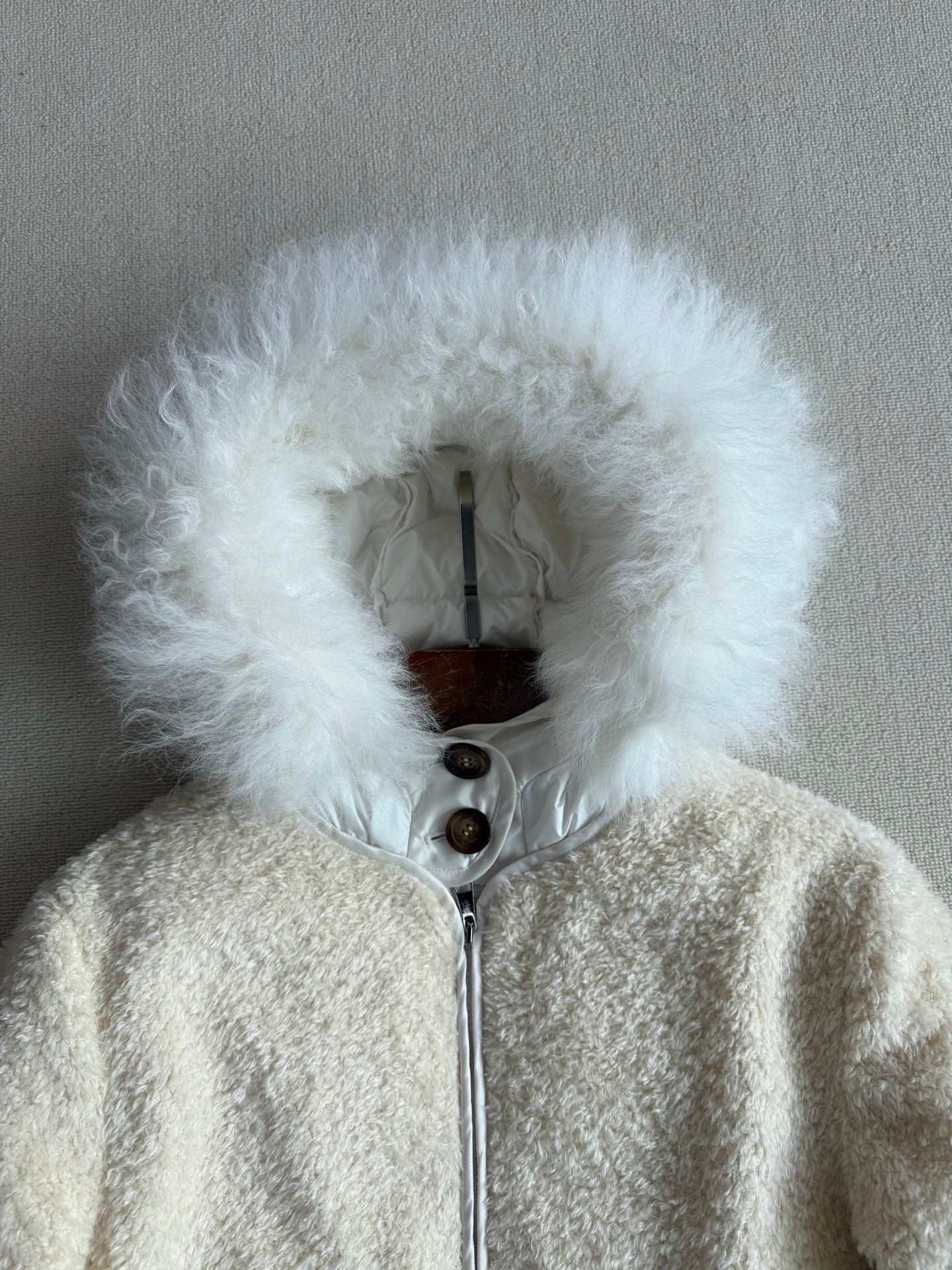 Moncler 2025 Marne Combo Puffer Jacket Cream White Wool Down