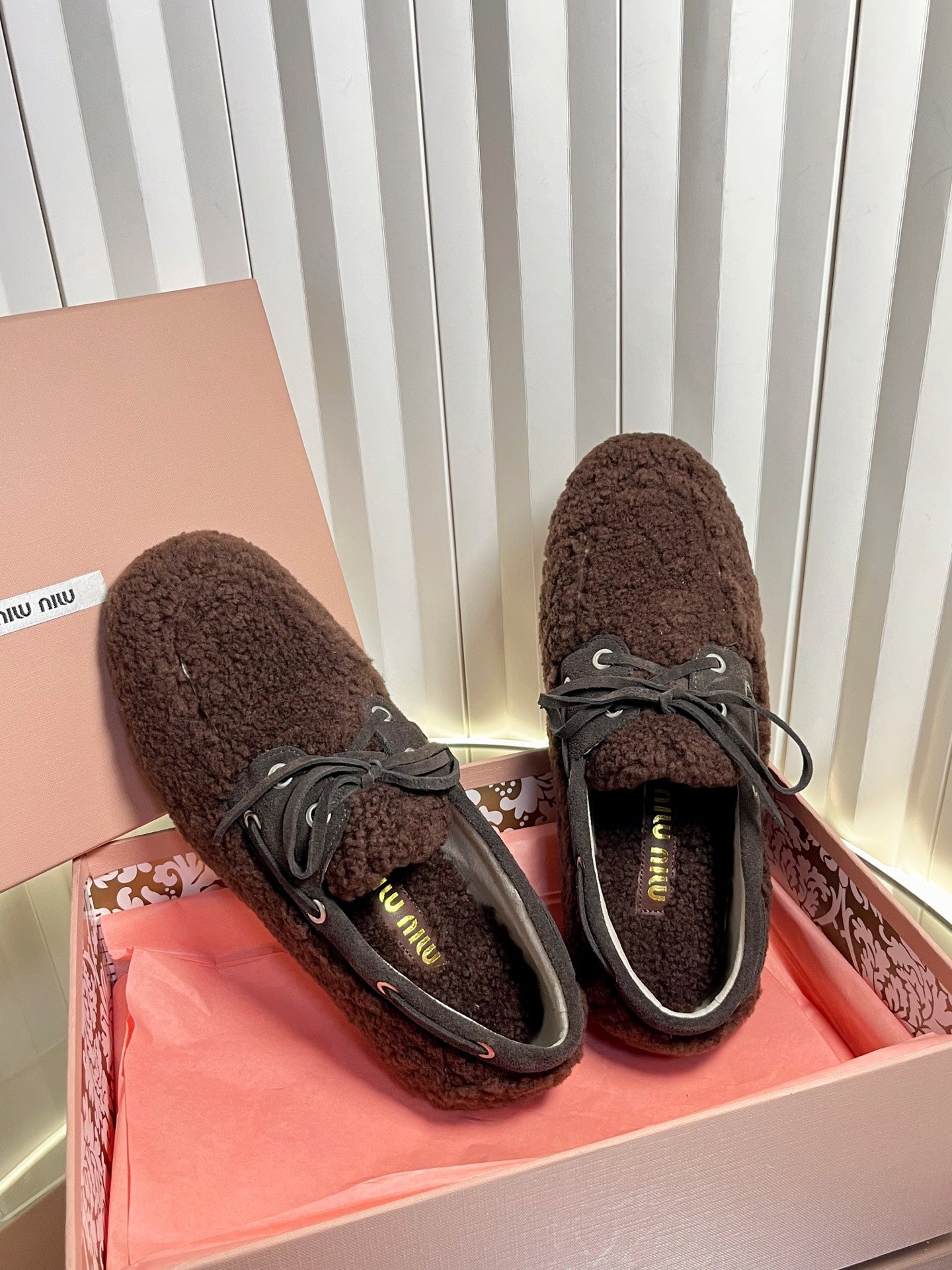 Miumiu 25 Loafer Chocolate Brown Wool 548412