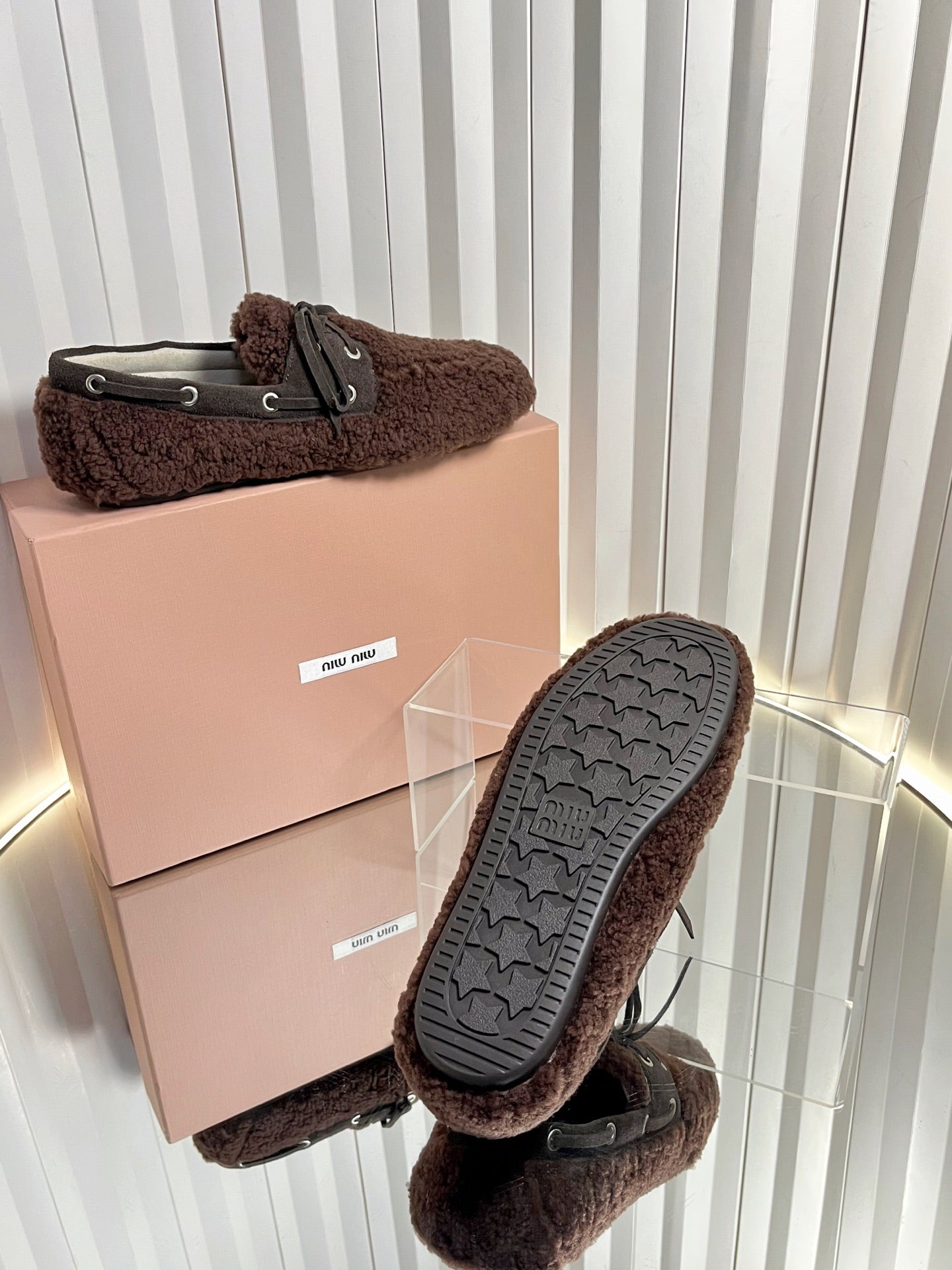 Miumiu 25 Loafer Chocolate Brown Wool 548412