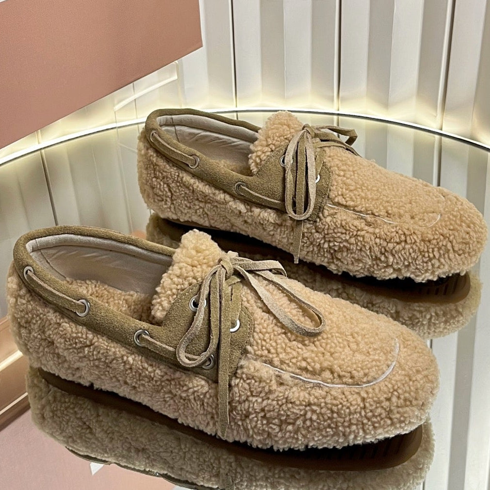 Miumiu 25 Loafer Beige Wool 548415