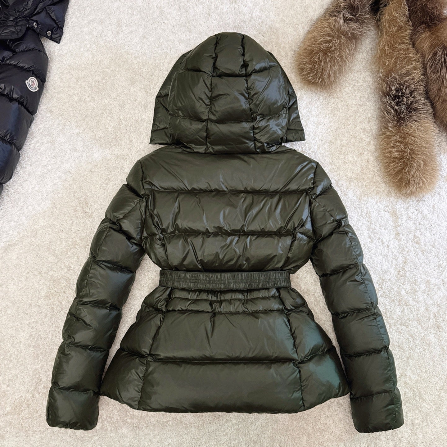 Moncler 25 Fur Collar Down Dark Green Jacket