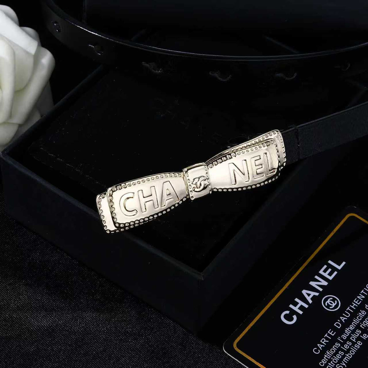 Chanel 2026 Bow Buckle Skinny Belt 15mm 200335